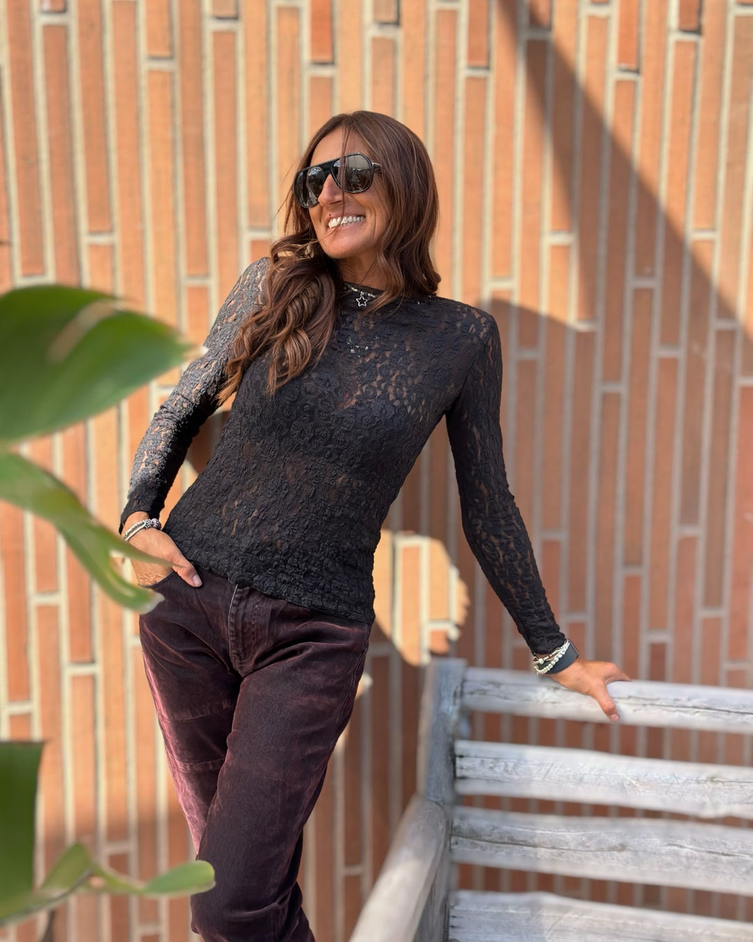 Maglia in Pizzo Nero