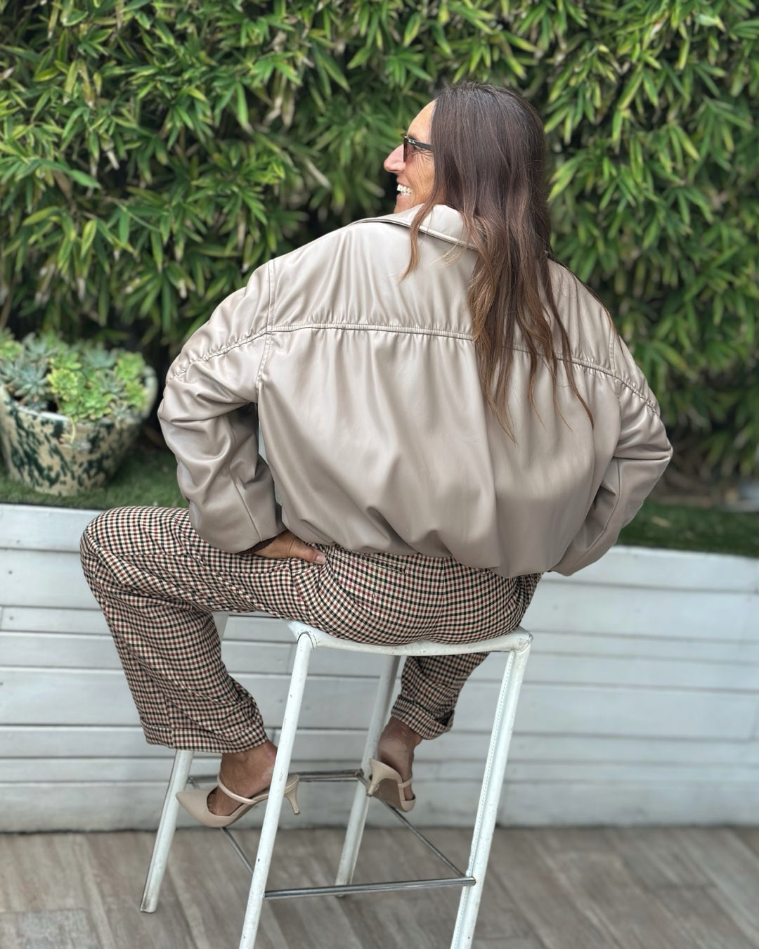 Bomber in Eco Pelle Top Quality Toupe