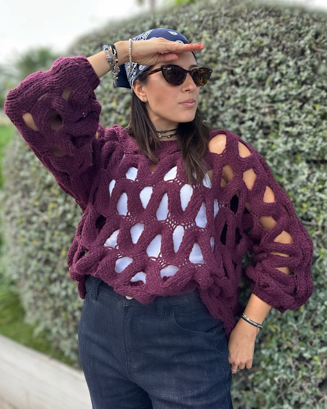 Maglione Traforato Burgundy