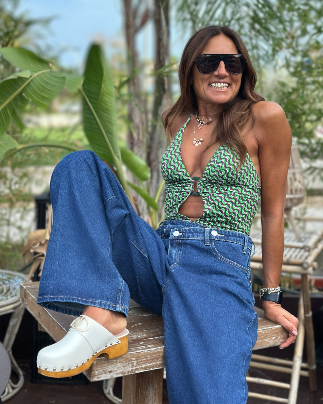 Jeans Bottone Incrociato in Denim