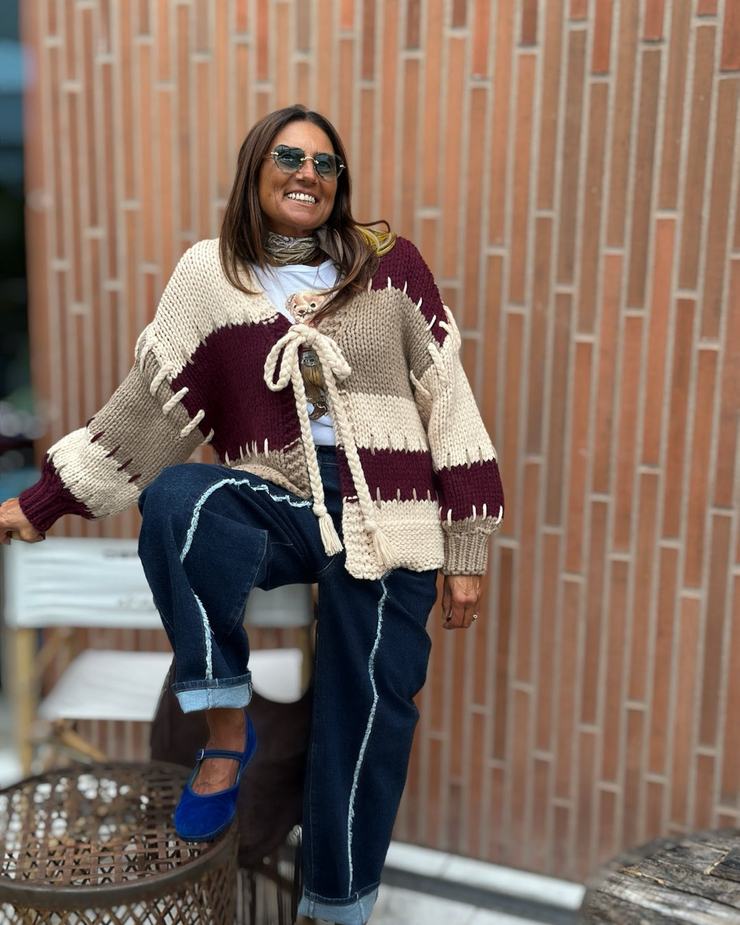 Maxi Cardigan Viscosa Intrecci Burgundy