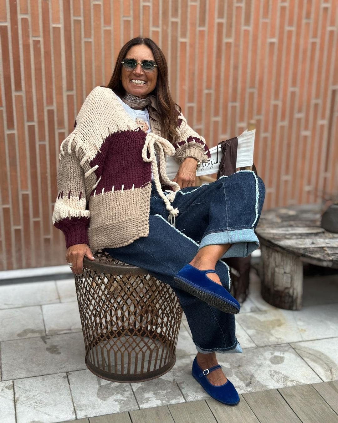 Maxi Cardigan Viscosa Intrecci Burgundy