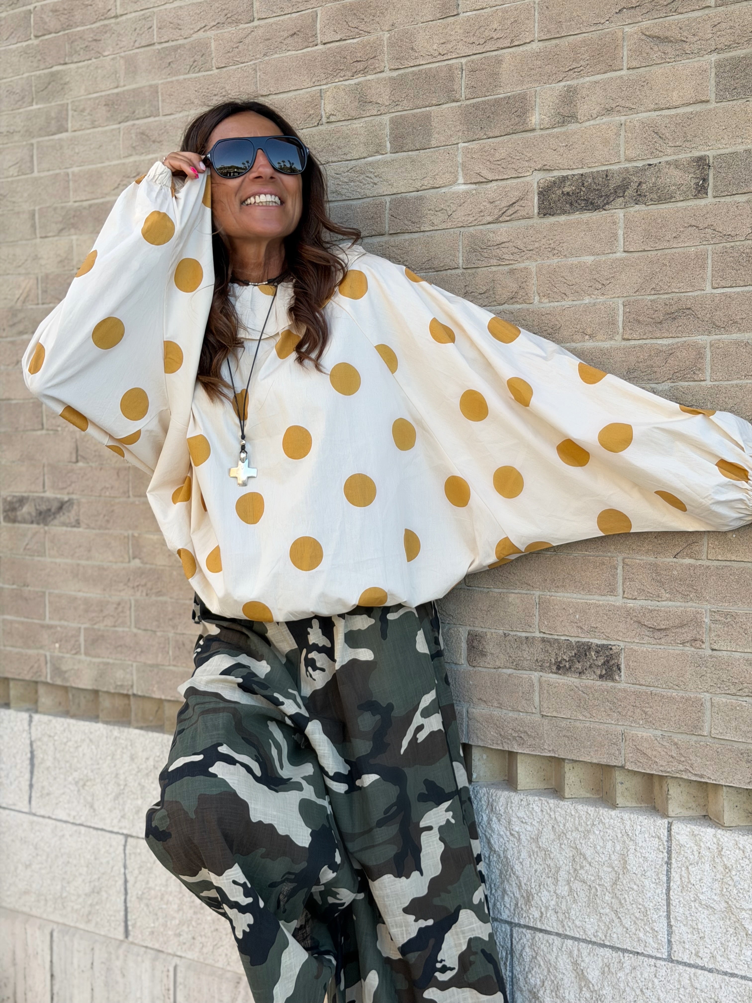 Blusa Over a Pois Allegra - Giallo Ocra