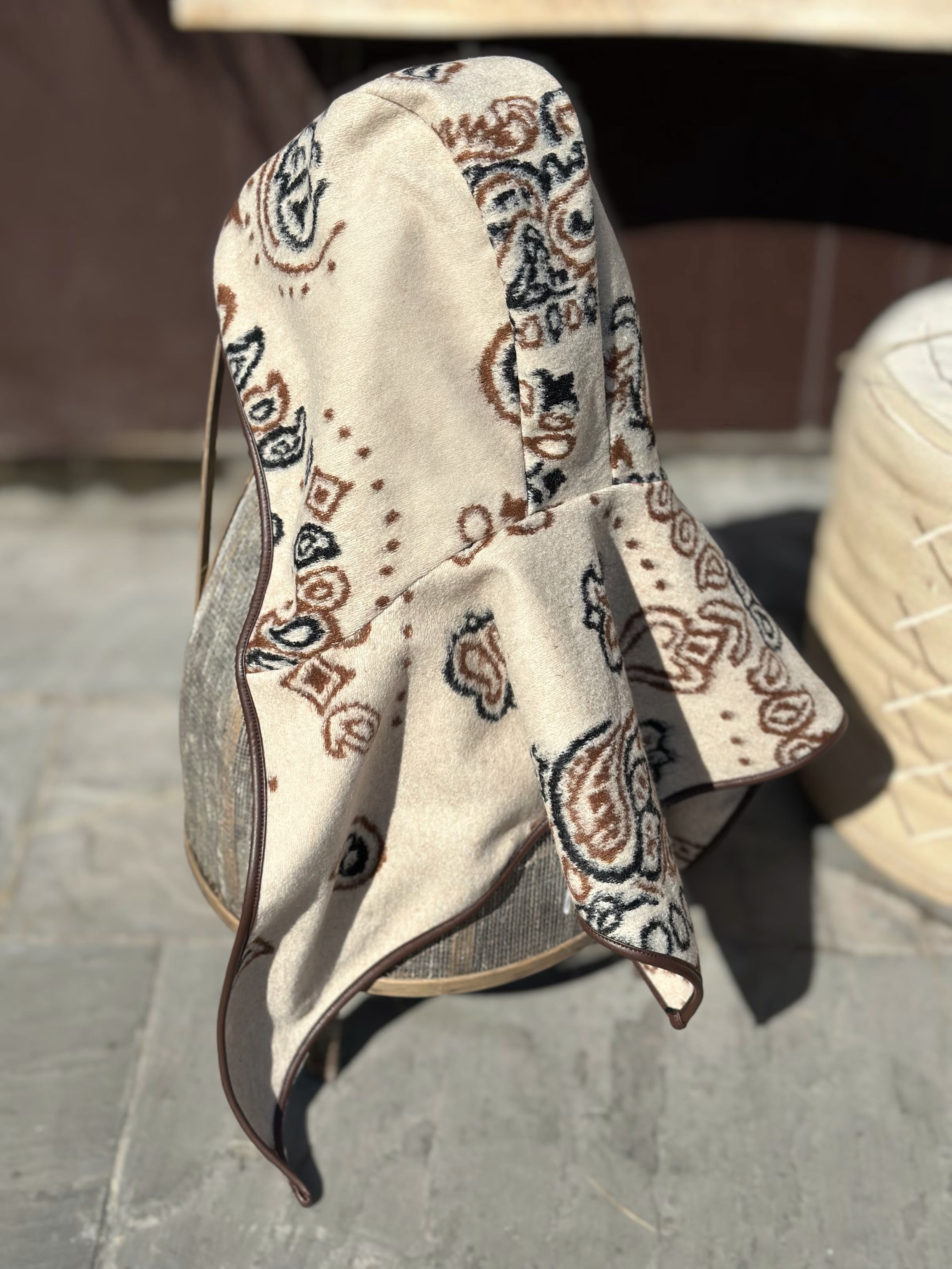 Cappuccio Misto Lana Paisley Beige