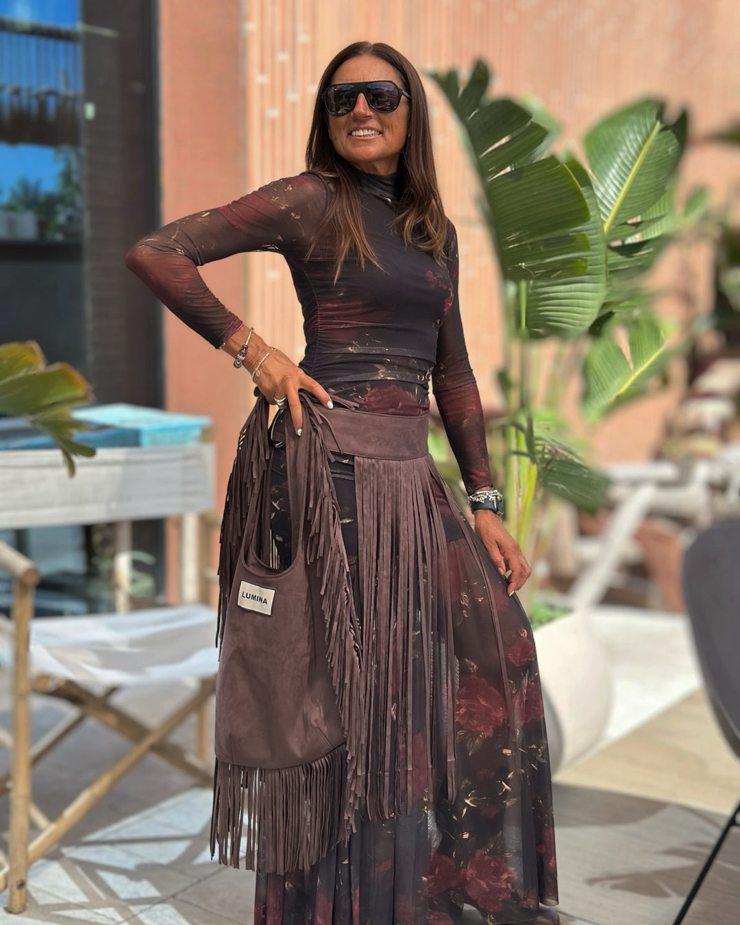 Cintura Scamosciata con Maxi Frange Moro