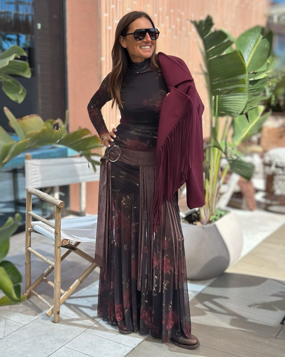 Cintura Scamosciata con Maxi Frange Moro