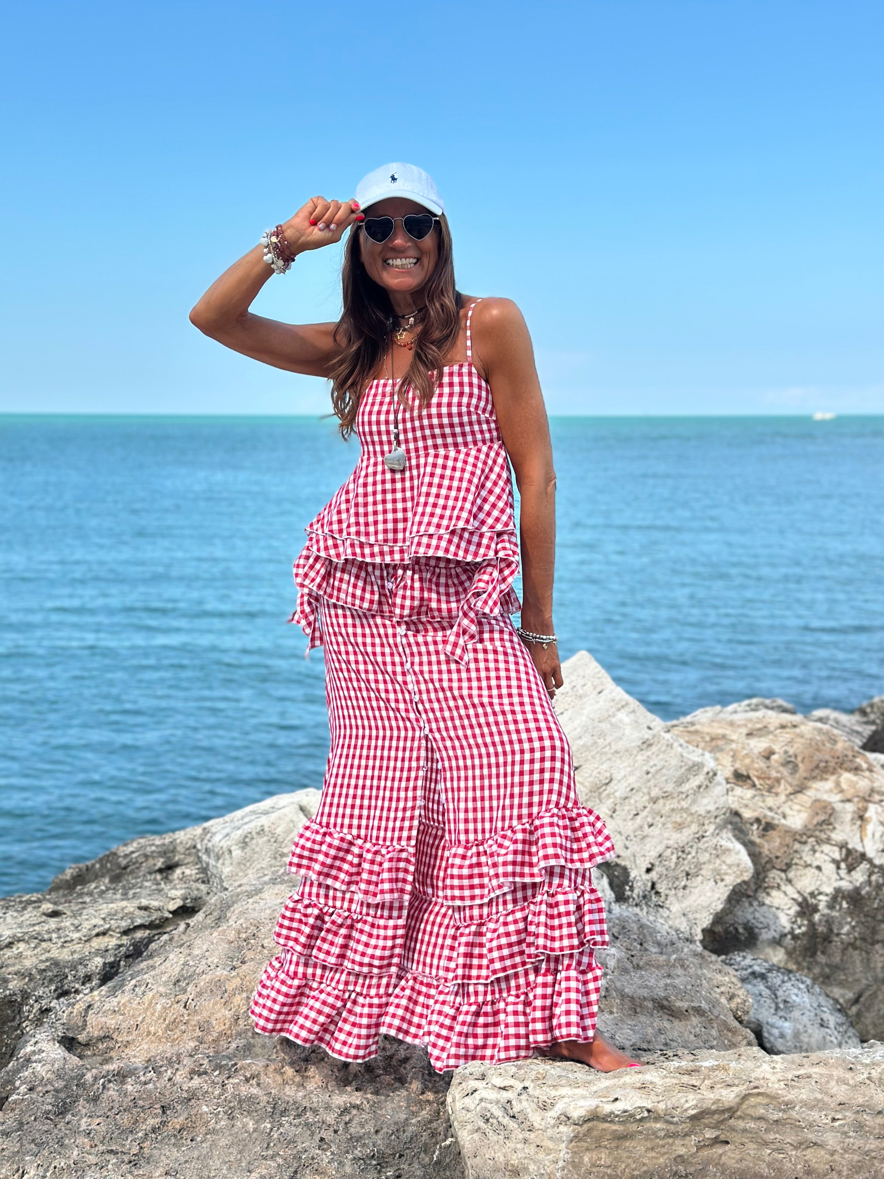 Top Volants Vichy Lumina - Rosso