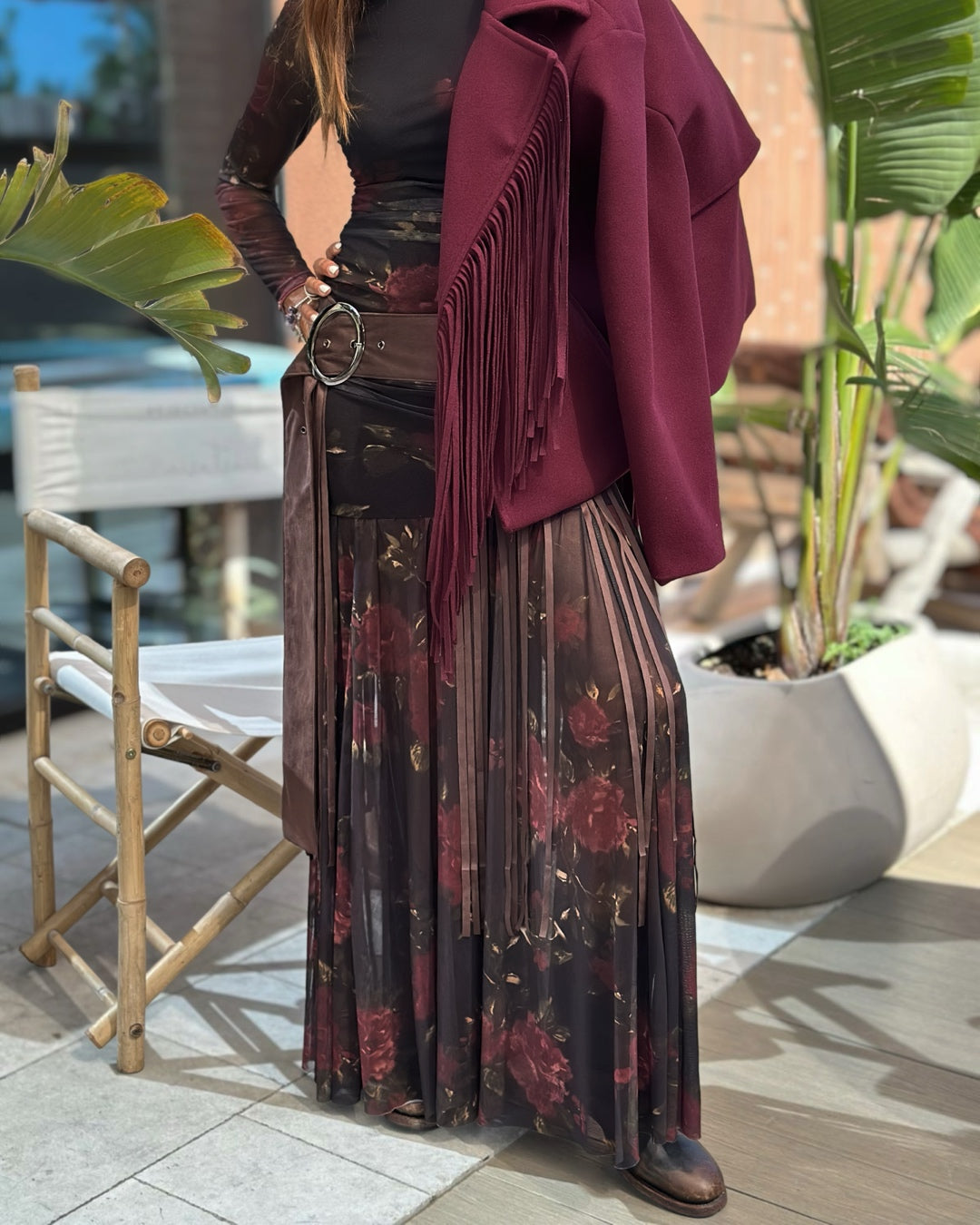 Cintura Scamosciata con Maxi Frange Moro