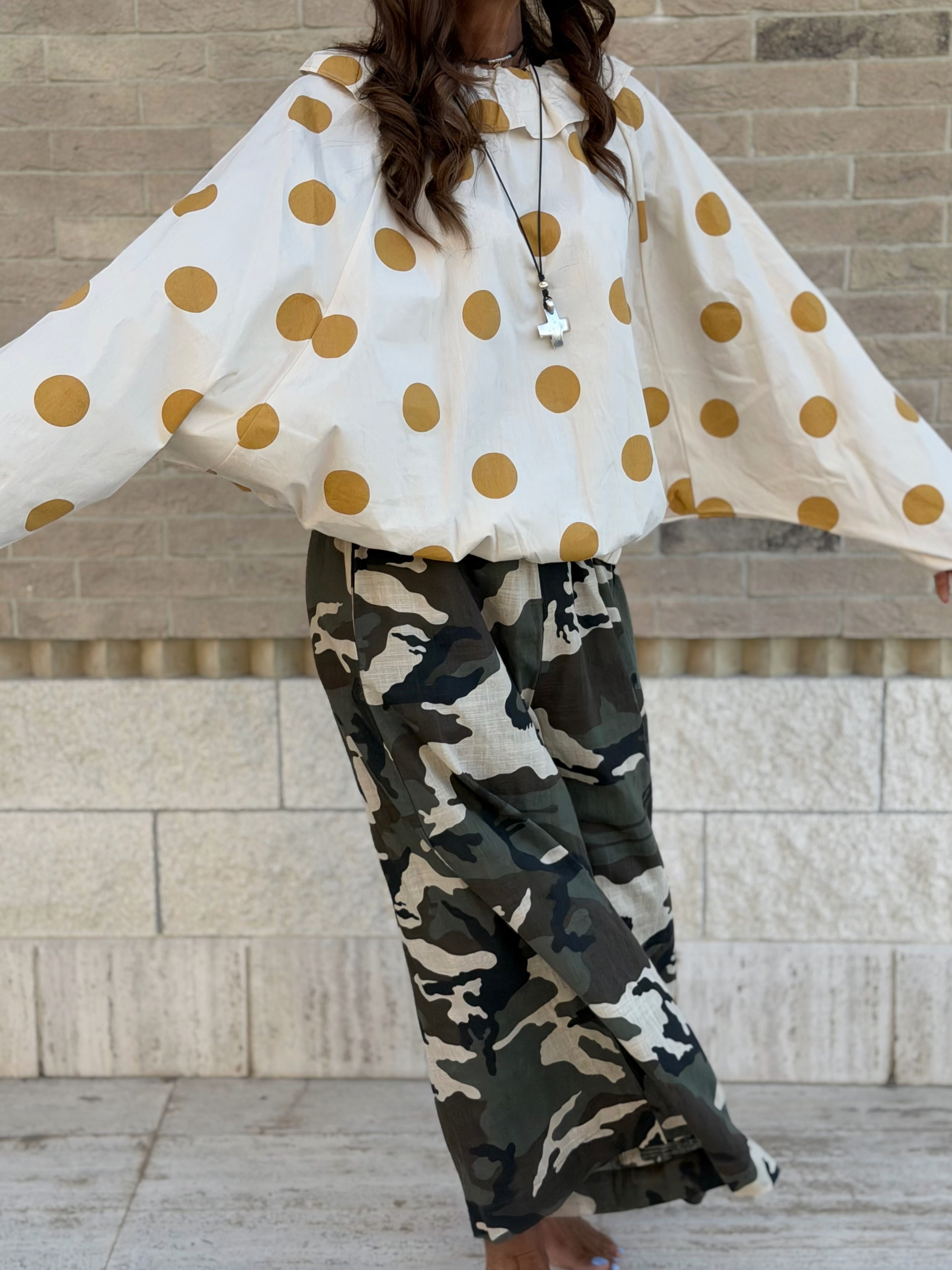 Blusa Over a Pois Allegra - Giallo Ocra