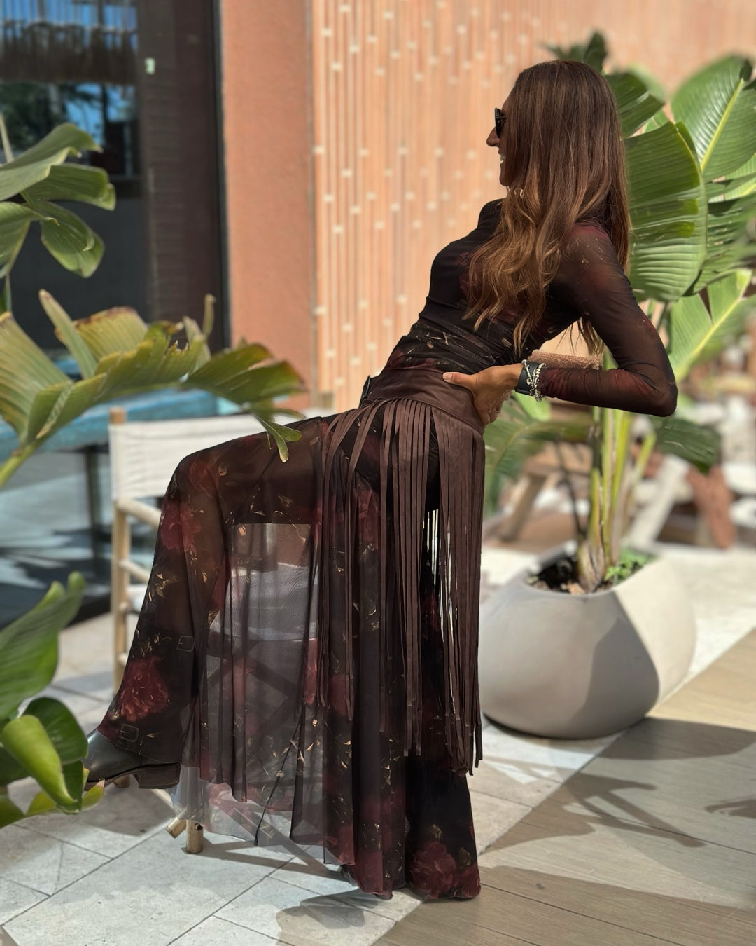 Cintura Scamosciata con Maxi Frange Moro