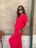 Blusa in Cotone Sangallo Milos - Corallo