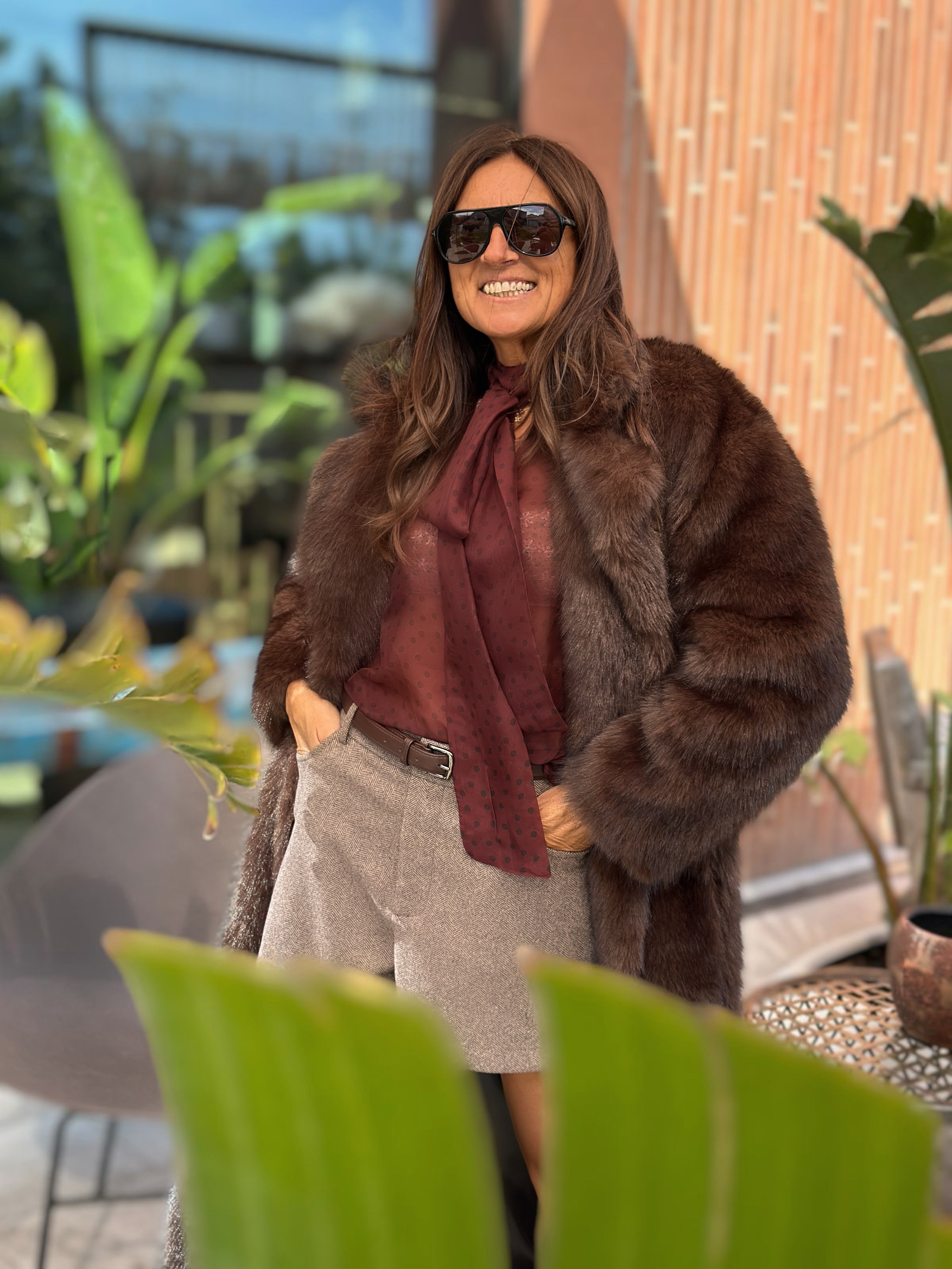 Shorts Tessuto Caldo Spinato con Cintura in Pelle inclusa