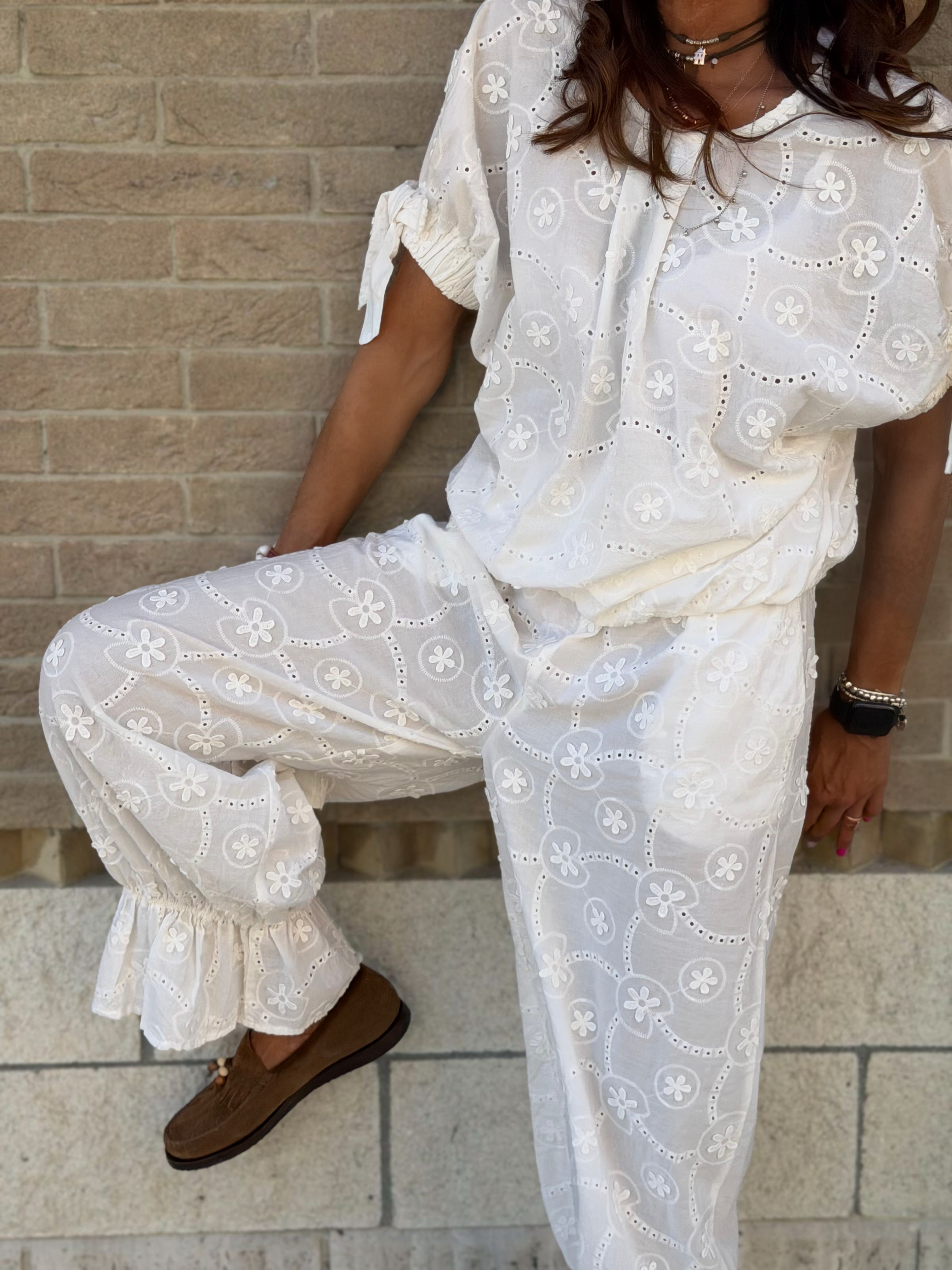 Pantalone in Cotone Sangallo Milos - Bianco