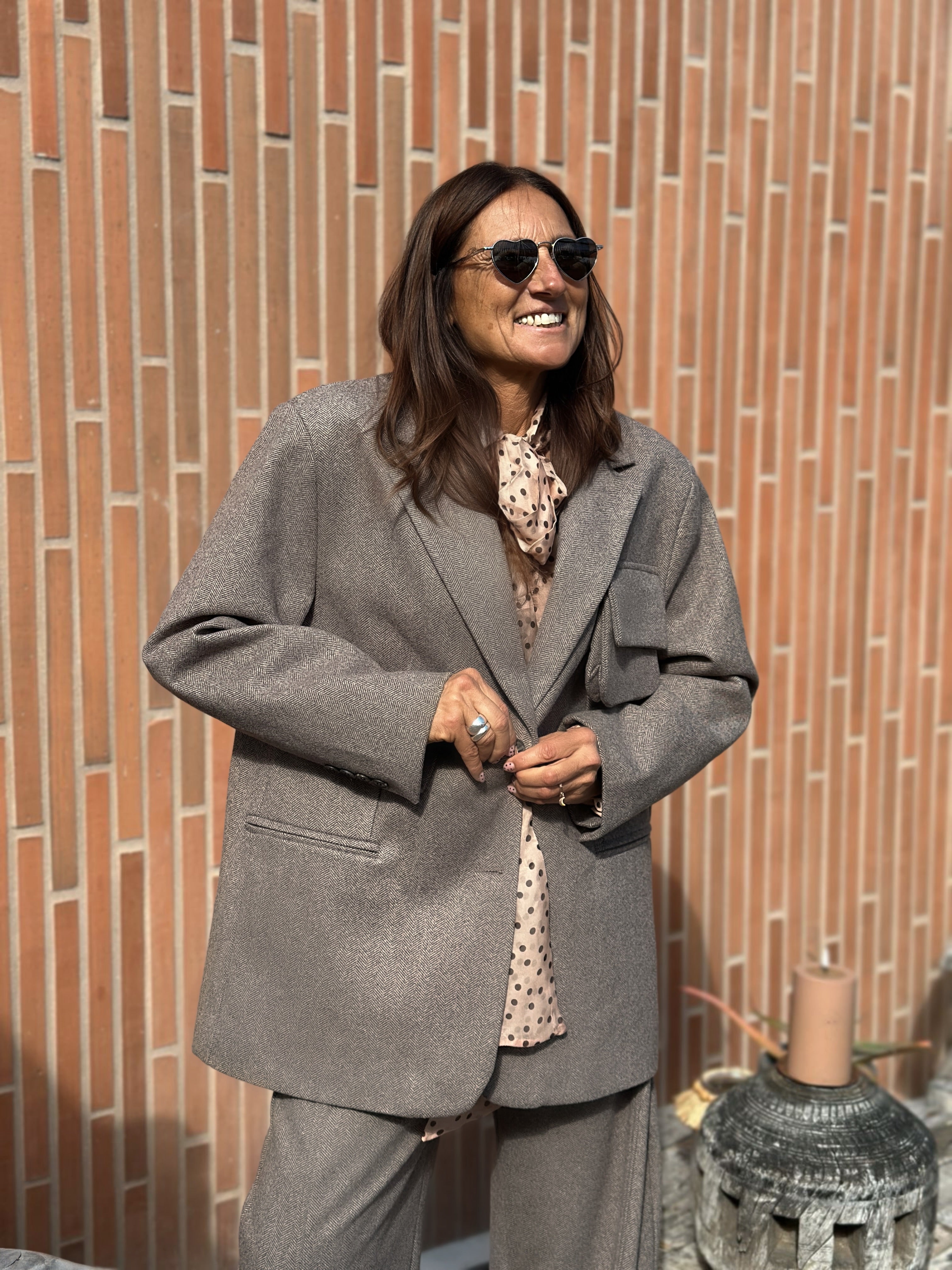 Giacca Peso Cappotto con Tascone Tessuto Caldo Spinato