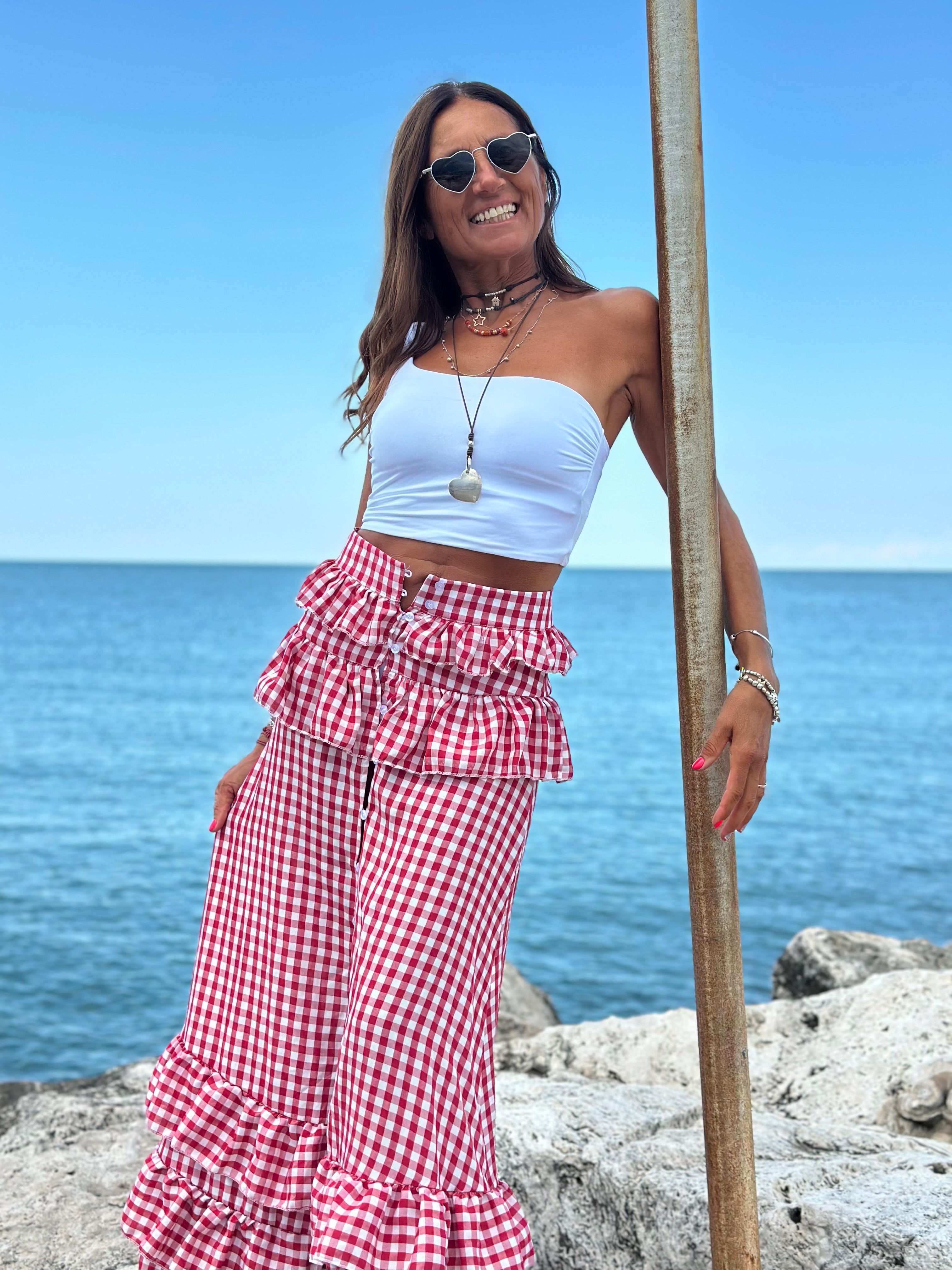 Maxi Gonna Vichy Lumina - Rosso