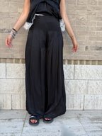 Coordinato Top con Pizzo + Pantalone - Nero Lucido