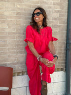 Blusa in Cotone Sangallo Milos - Corallo