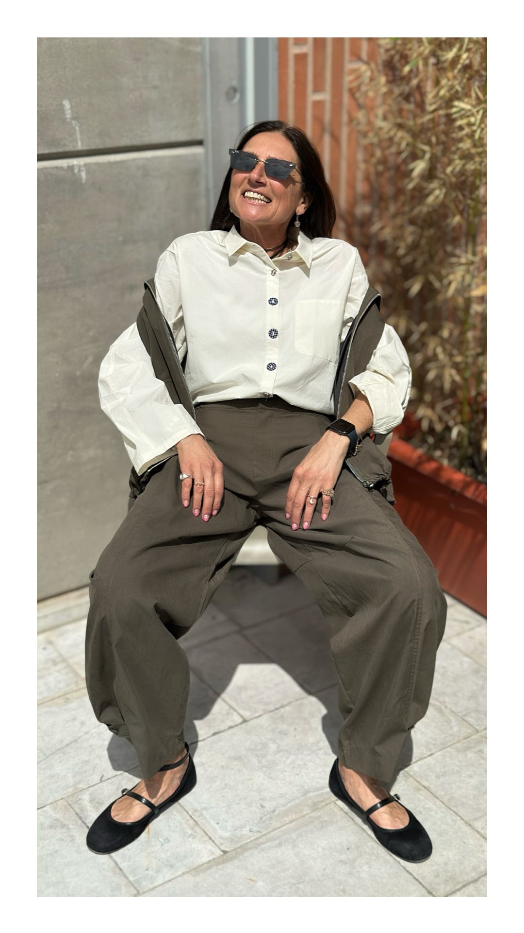 Pantaloni in Cotone Wide Leg | Verde Militare