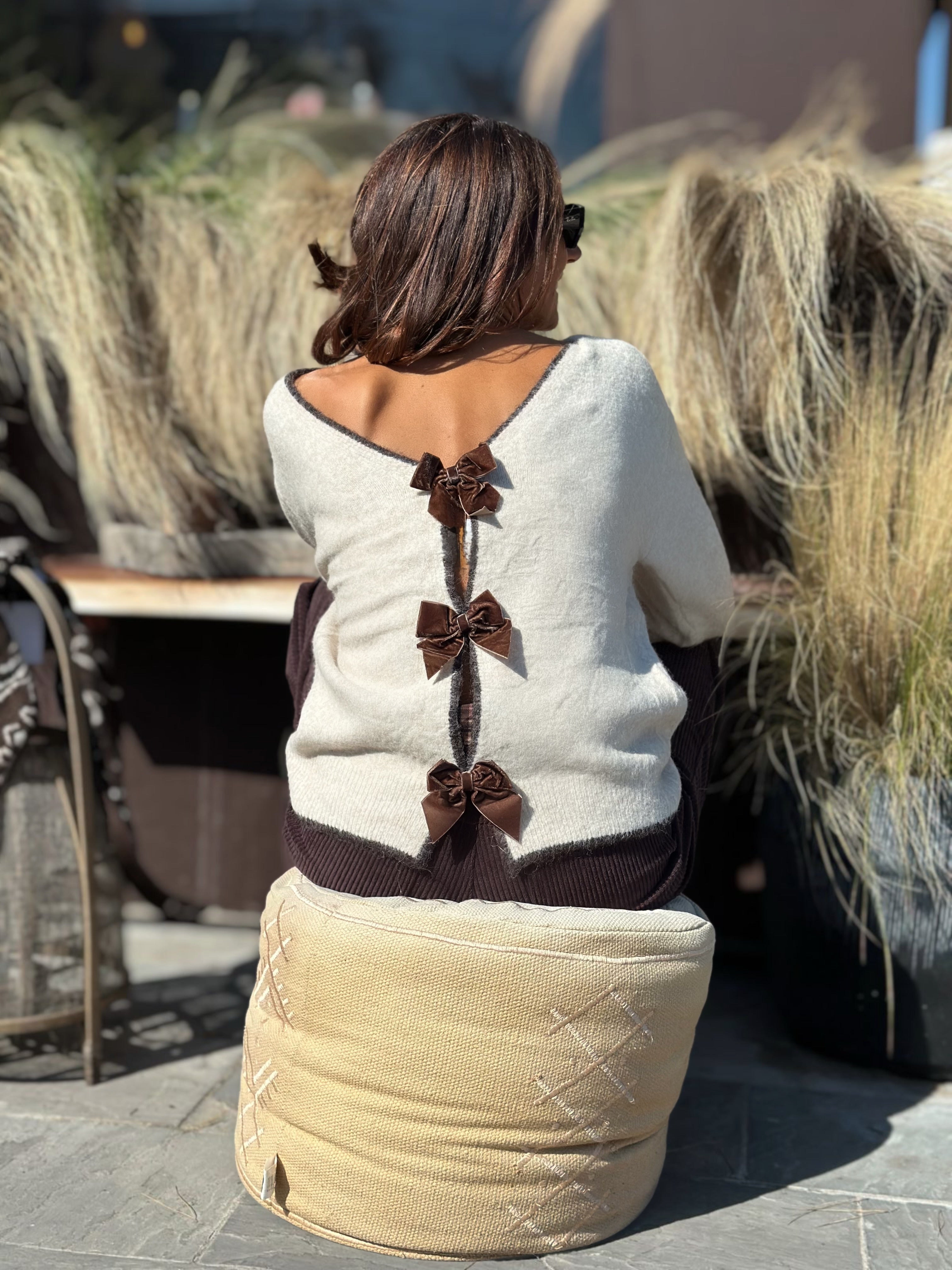 Maglione Fiocchetto Velluto Burro