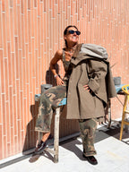 Mantella Over Verde Militare con cappuccio rimovibile
