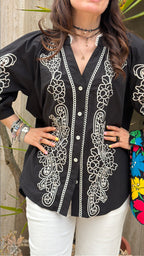 Camicia con Ricamo - Nero