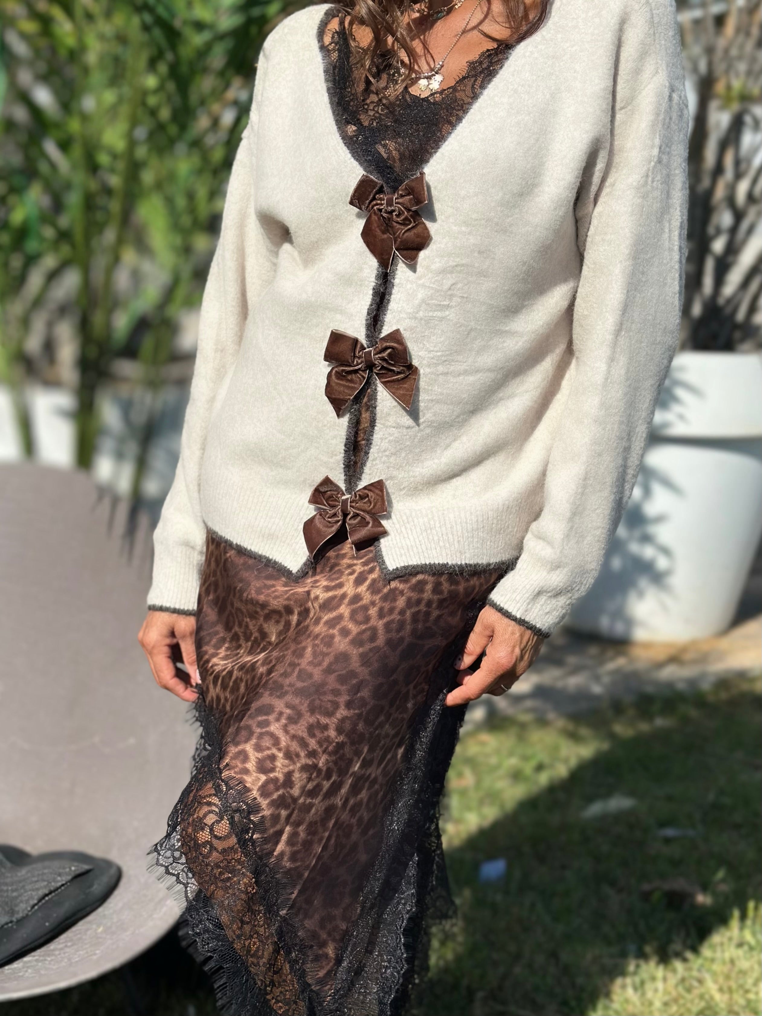 Maglione Fiocchetto Velluto Burro