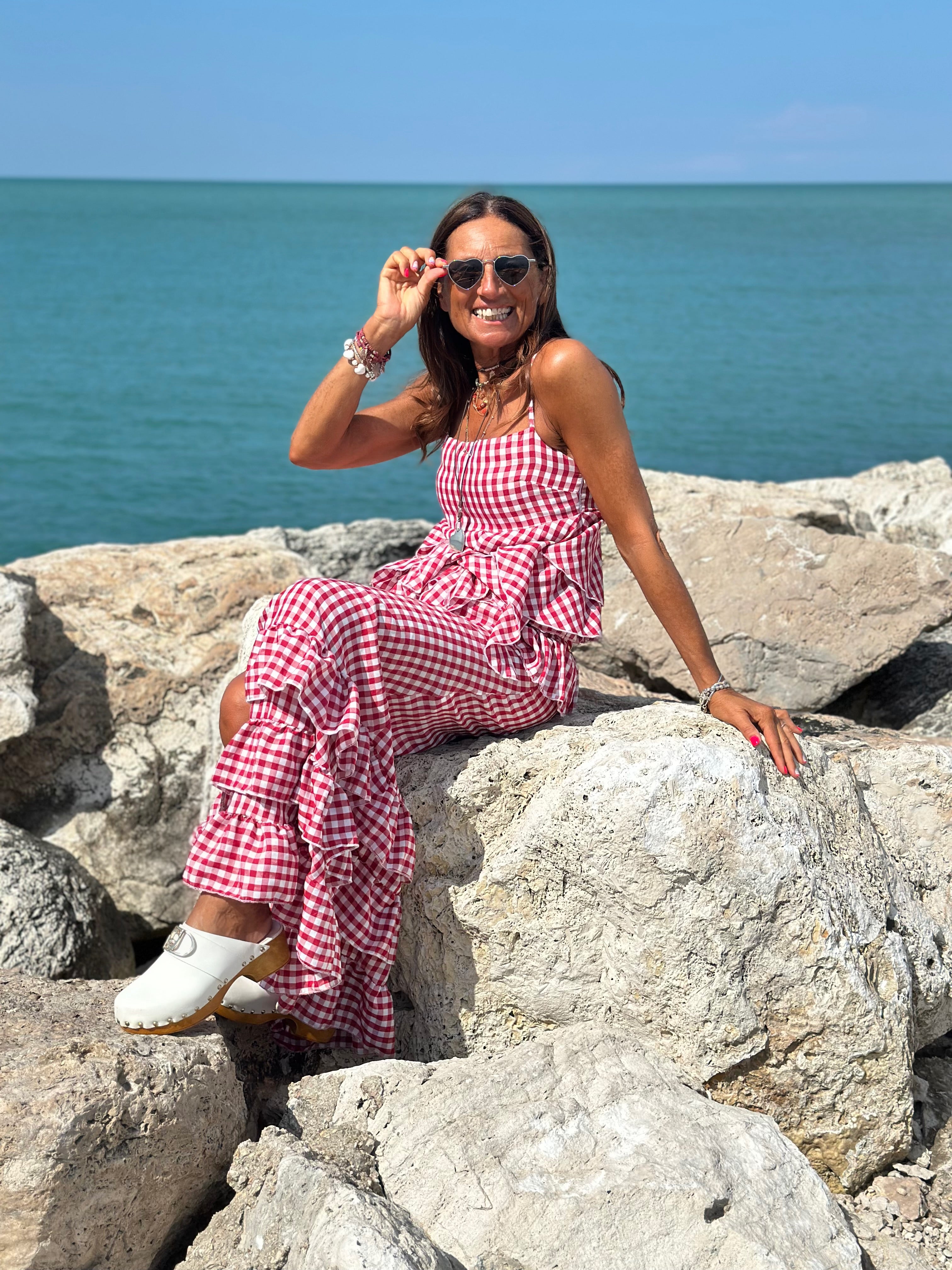 Top Volants Vichy Lumina - Rosso