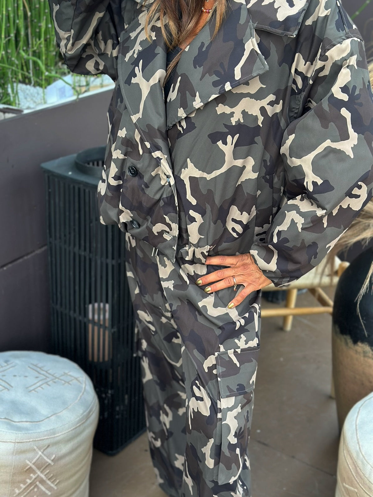 Bomber Camouflage con Cappuccio in felpa