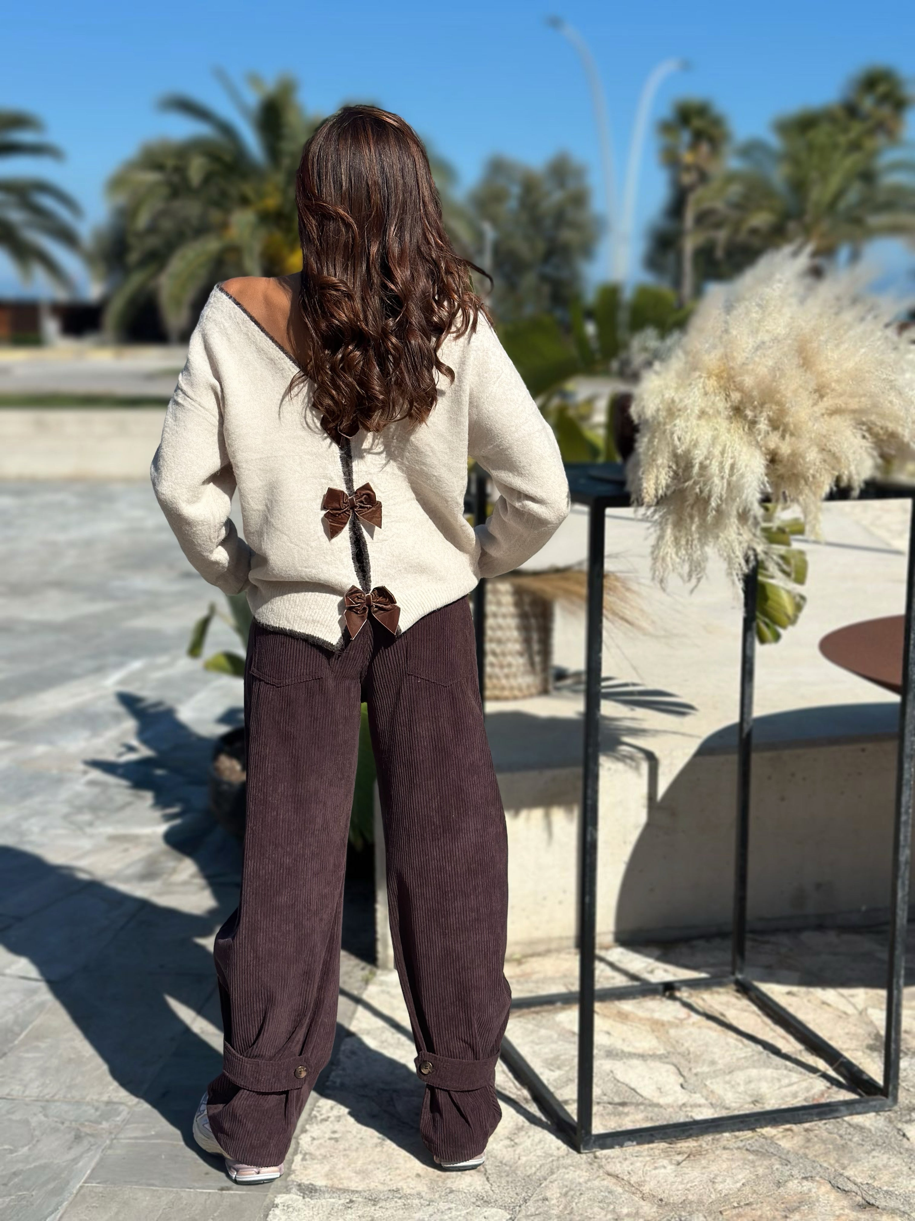 Maglione Fiocchetto Velluto Burro