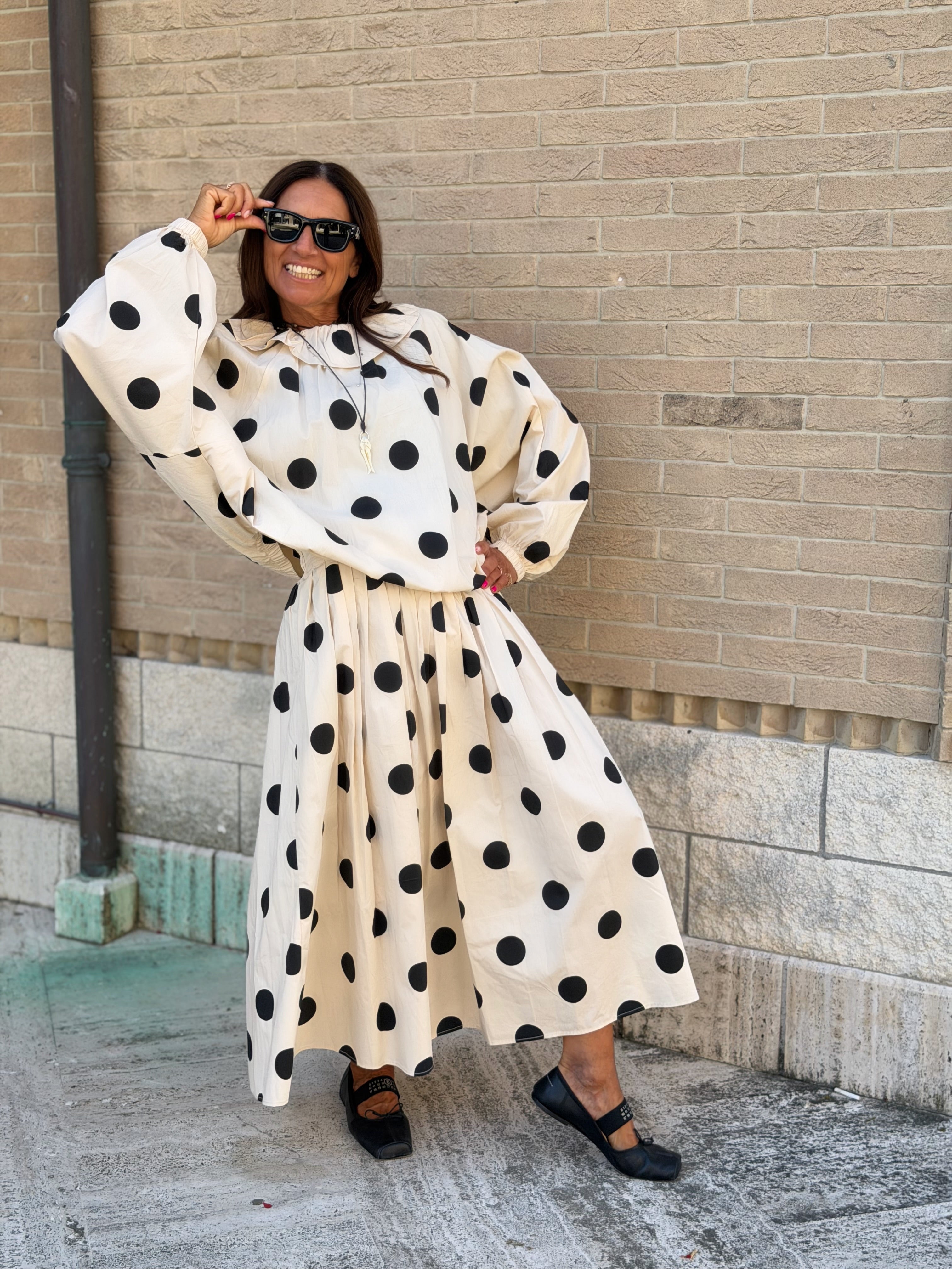 Blusa Over a Pois Allegra - Nero