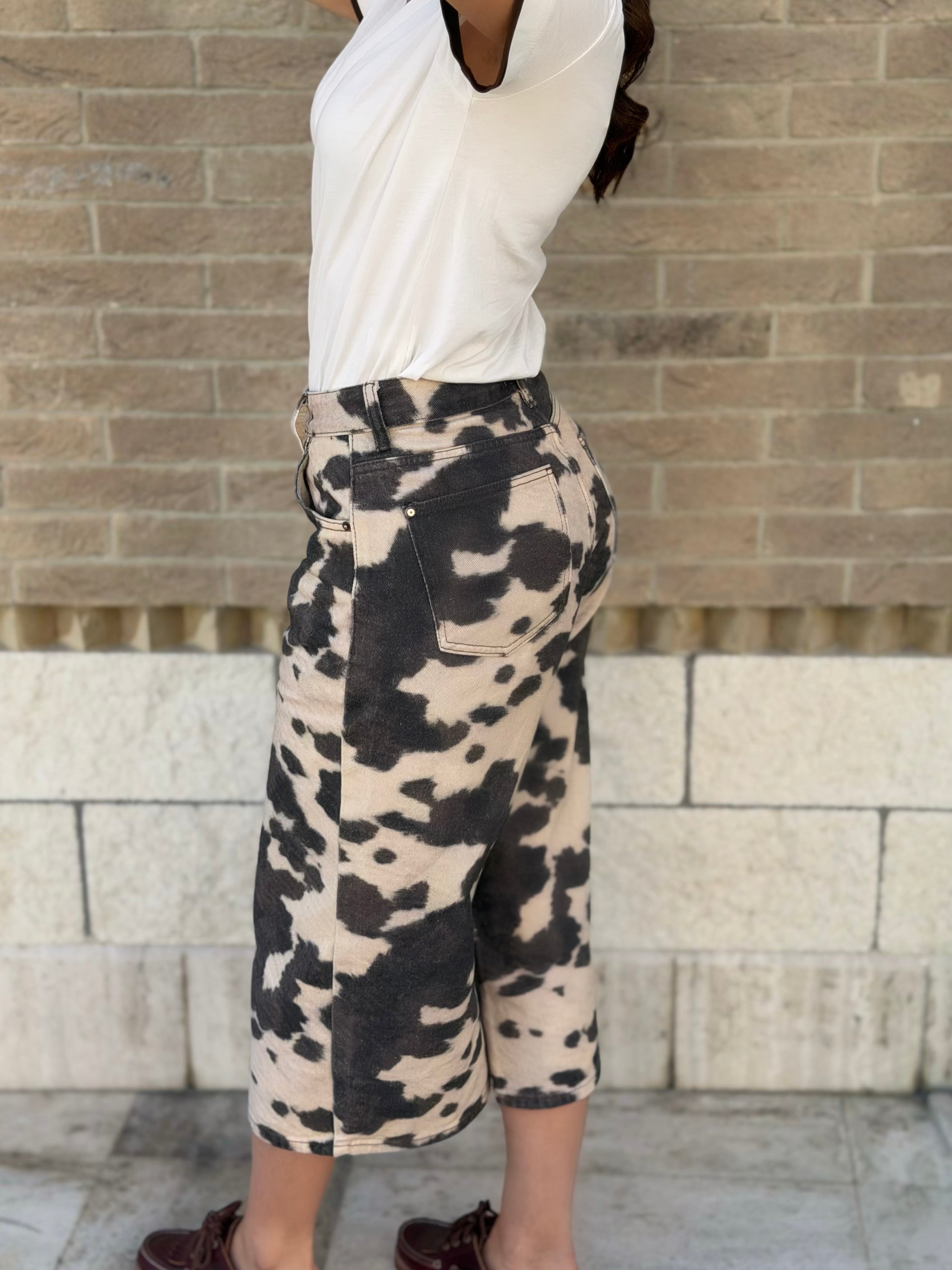 Bermuda in Denim Animalier Texas - Ecrù