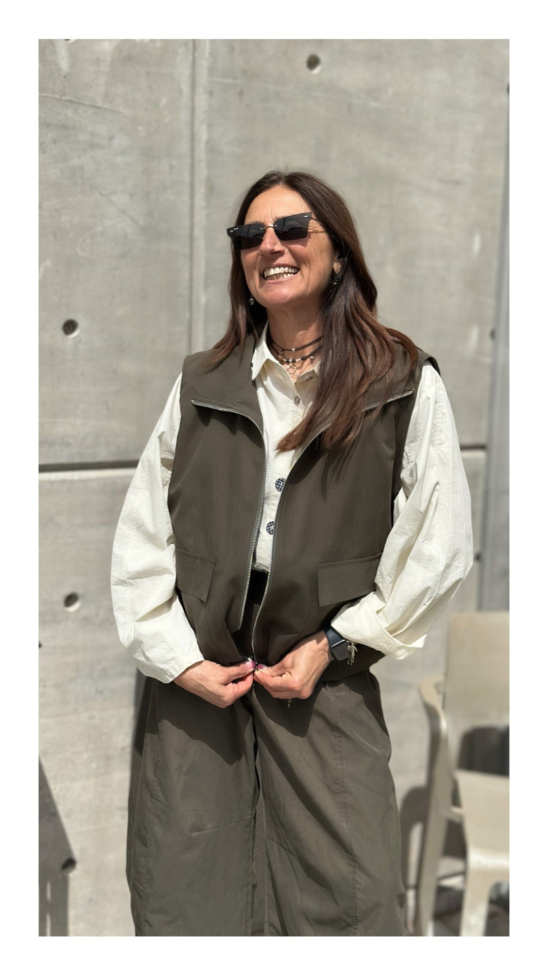 Gilet Bomber con Tasconi | Verde Militare