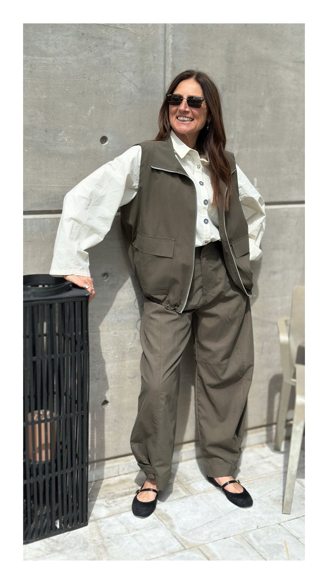 Pantaloni in Cotone Wide Leg | Verde Militare