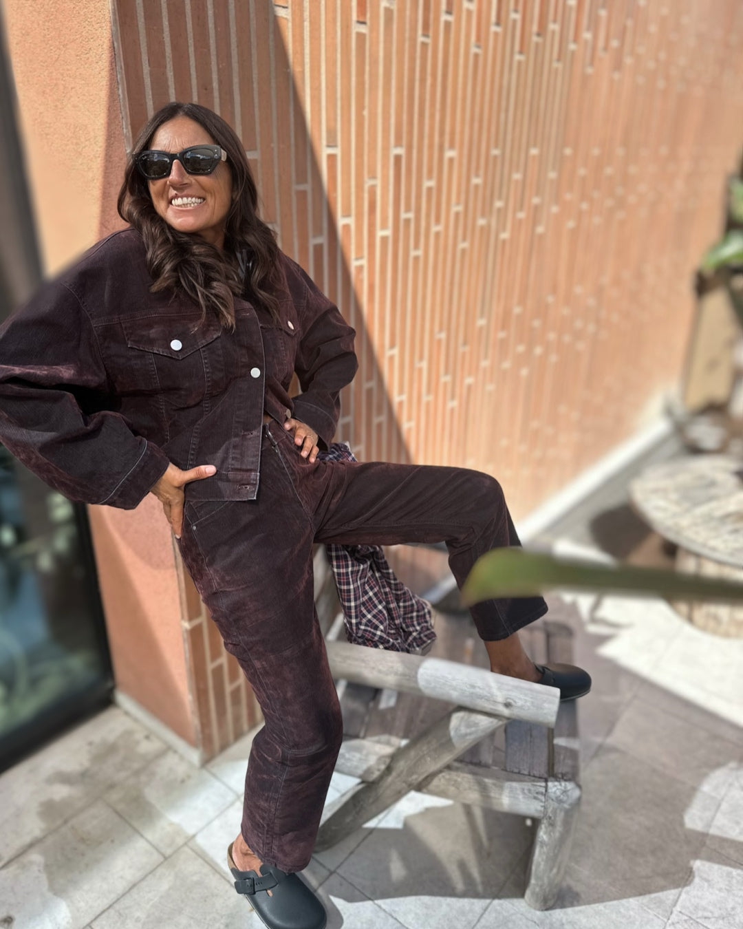 Giacca Denim in Velluto Spalmato Bordeaux