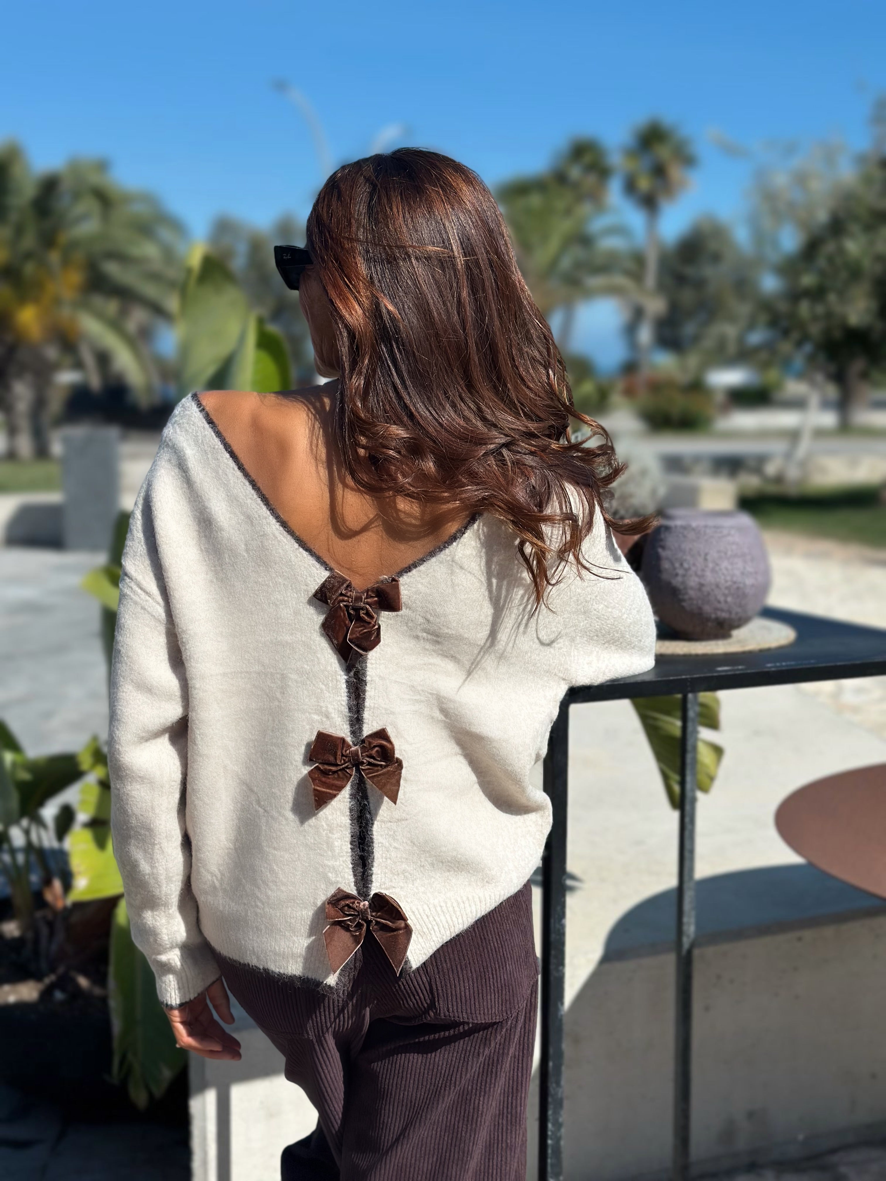 Maglione Fiocchetto Velluto Burro