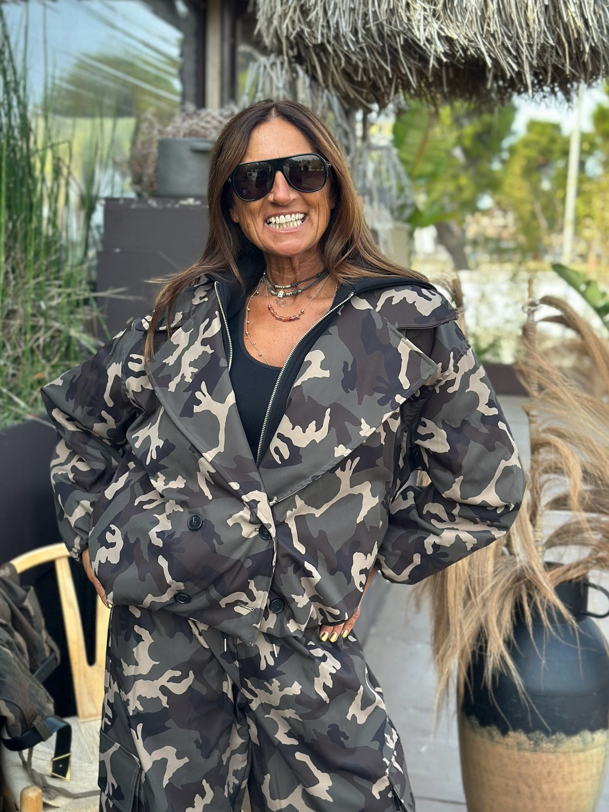 Bomber Camouflage con Cappuccio in felpa