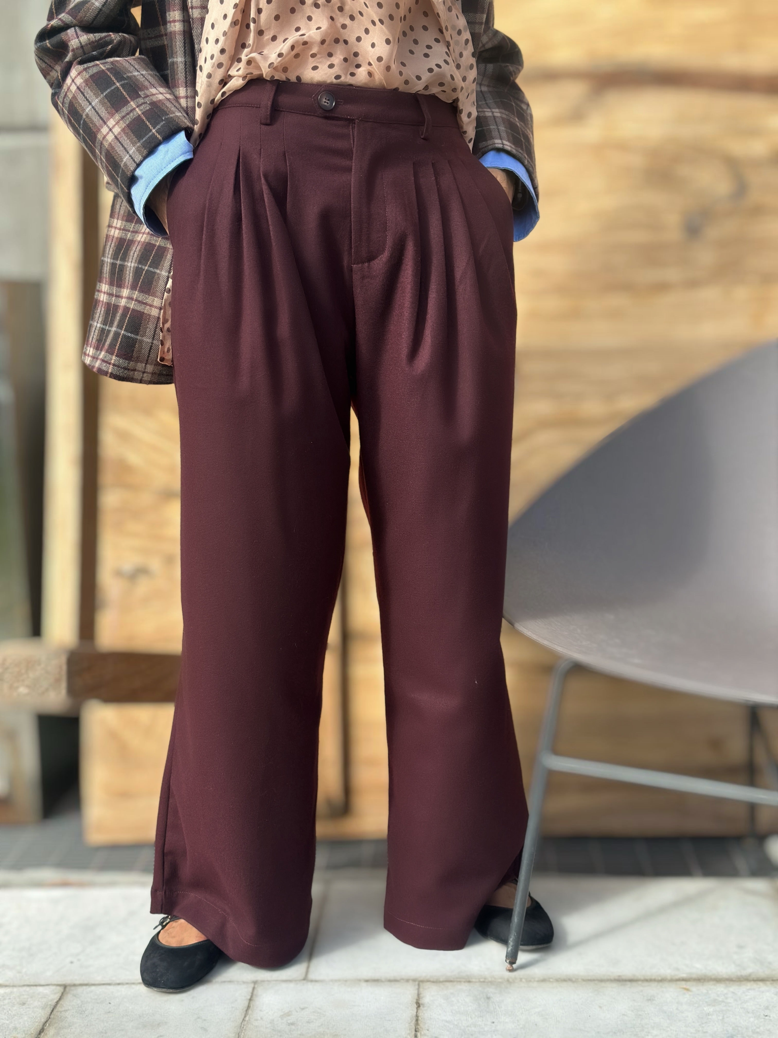Pantalone Sartoriale con Pences Bordeaux