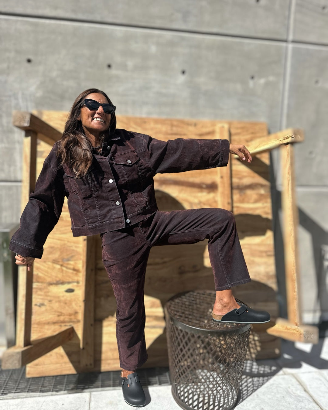 Giacca Denim in Velluto Spalmato Bordeaux