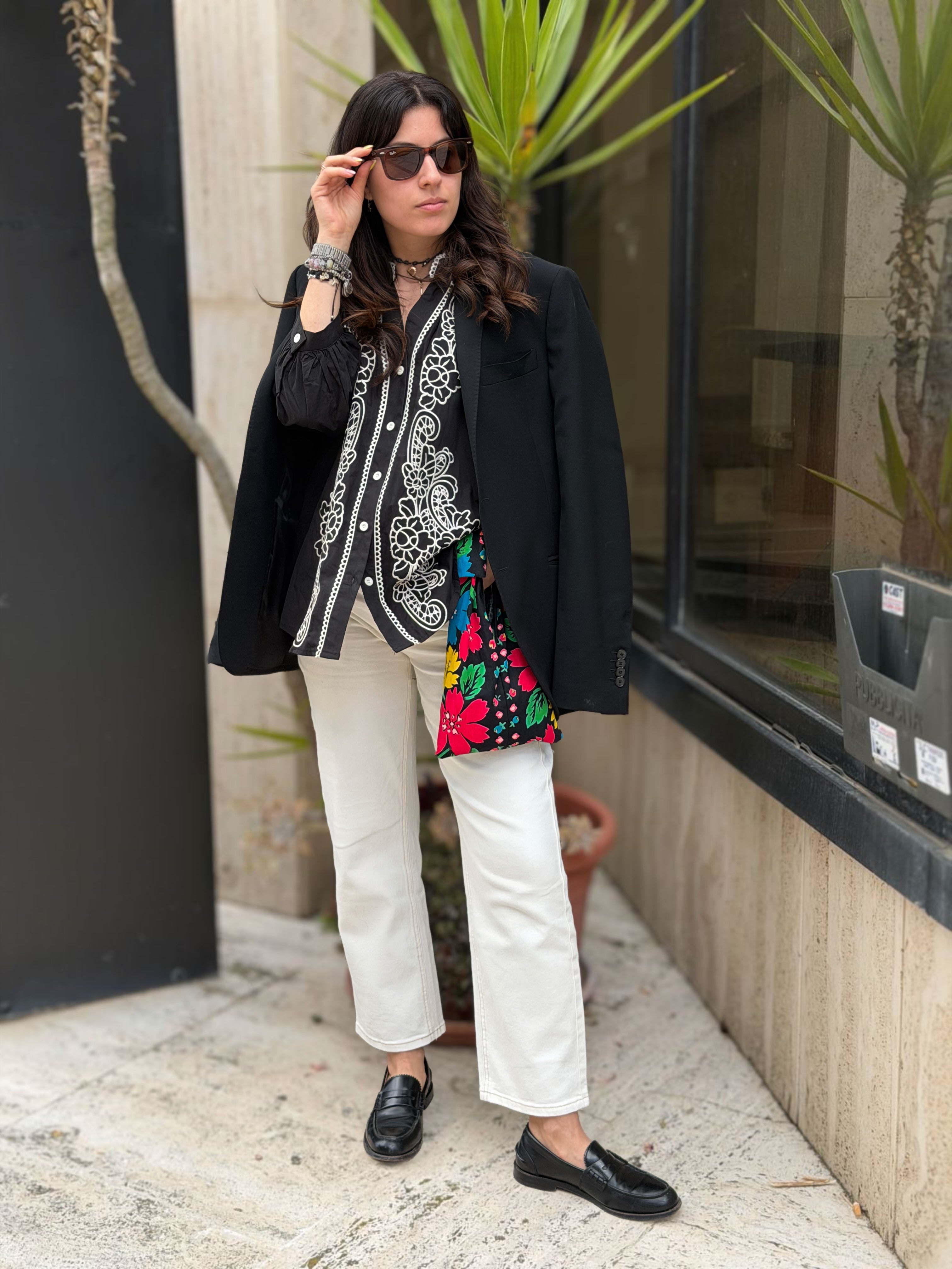 Camicia con Ricamo - Nero