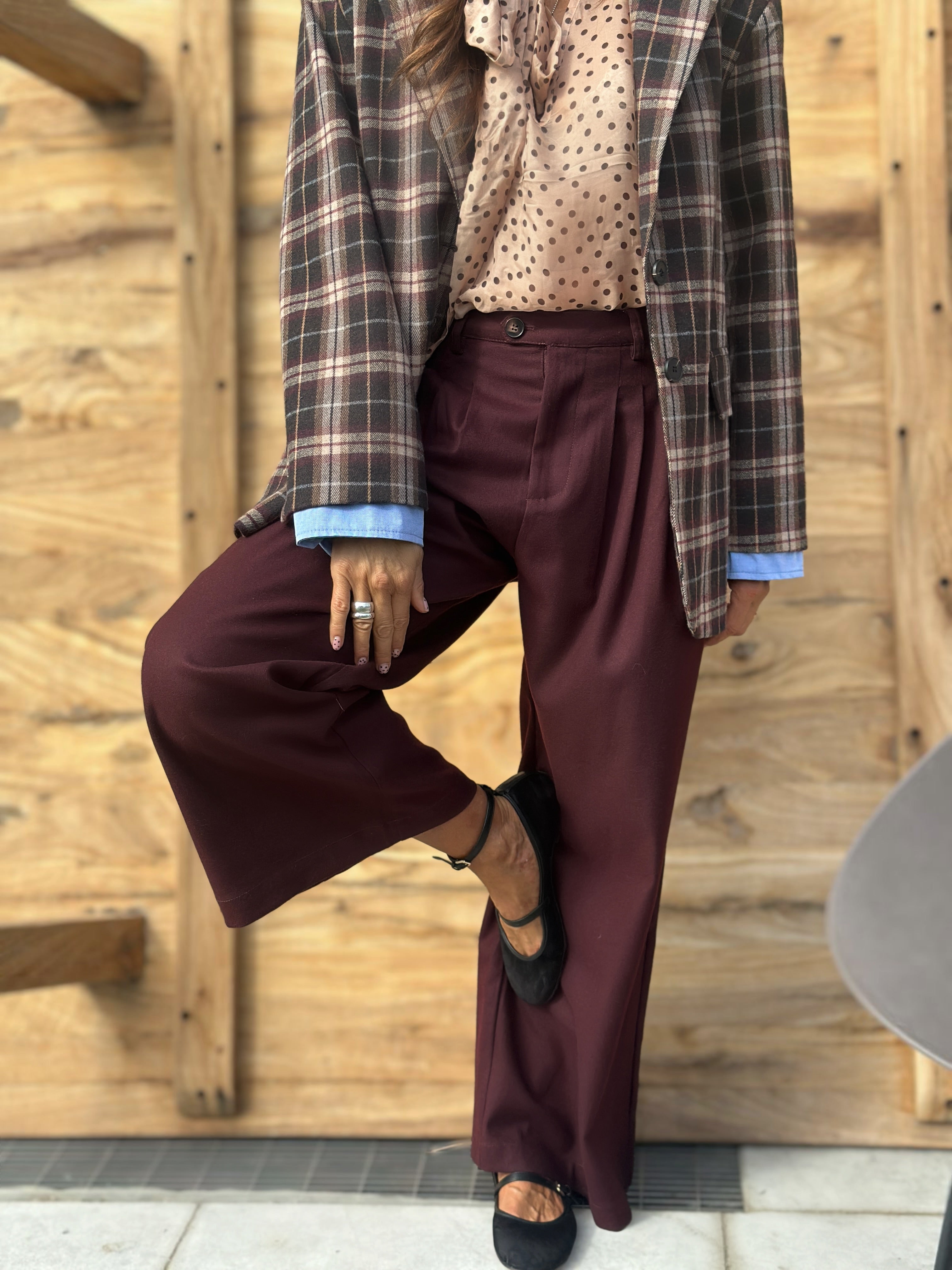 Pantalone Sartoriale con Pences Bordeaux