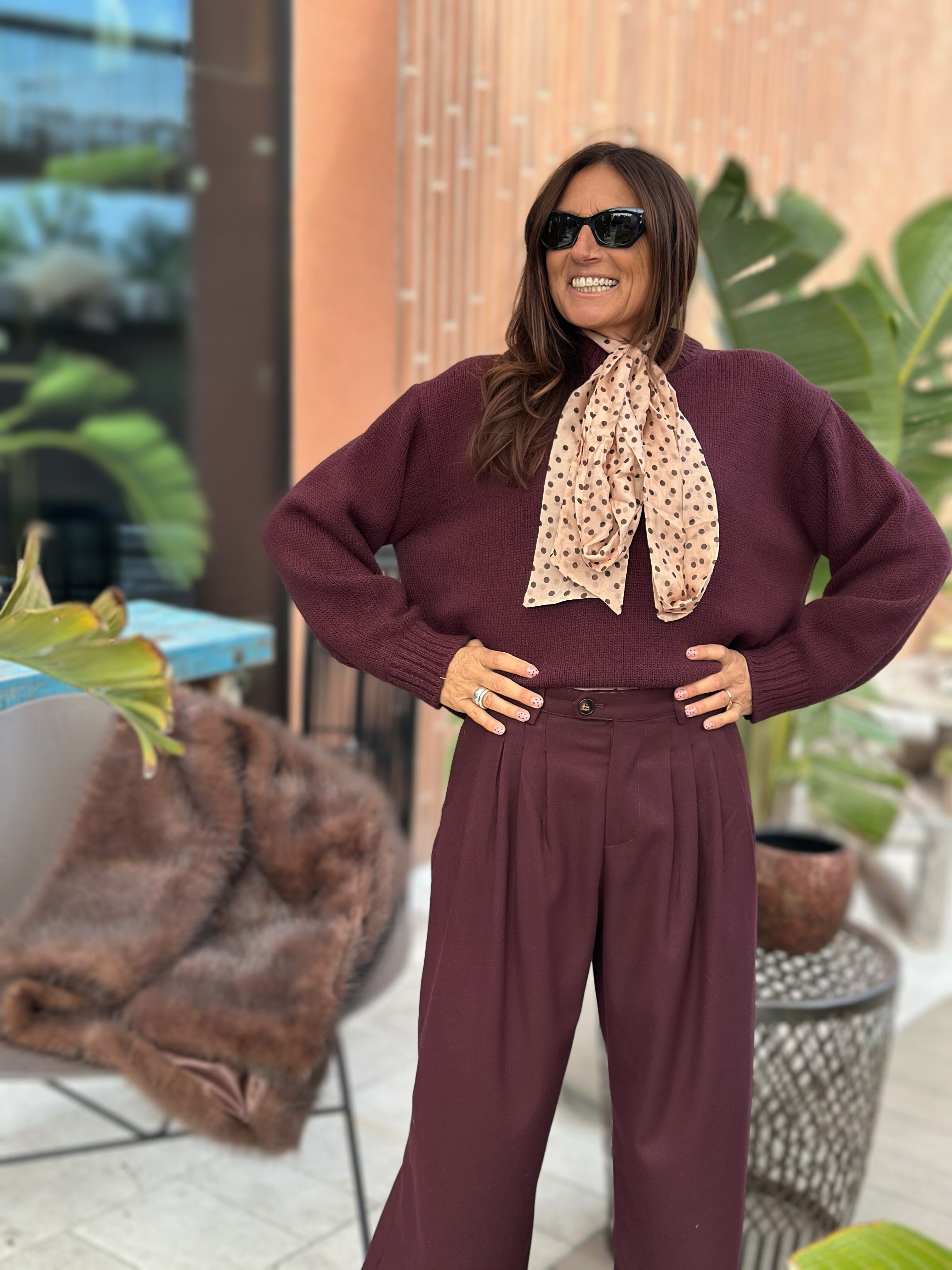 Pantalone Sartoriale con Pences Bordeaux