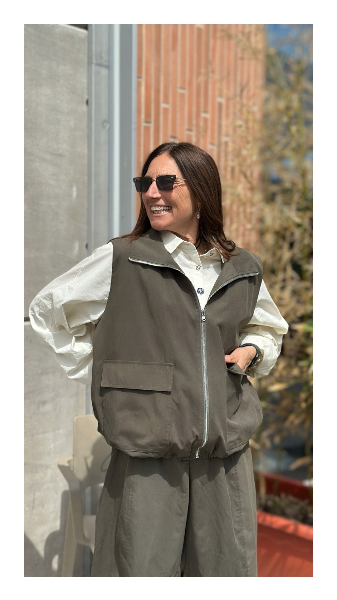 Gilet Bomber con Tasconi | Verde Militare