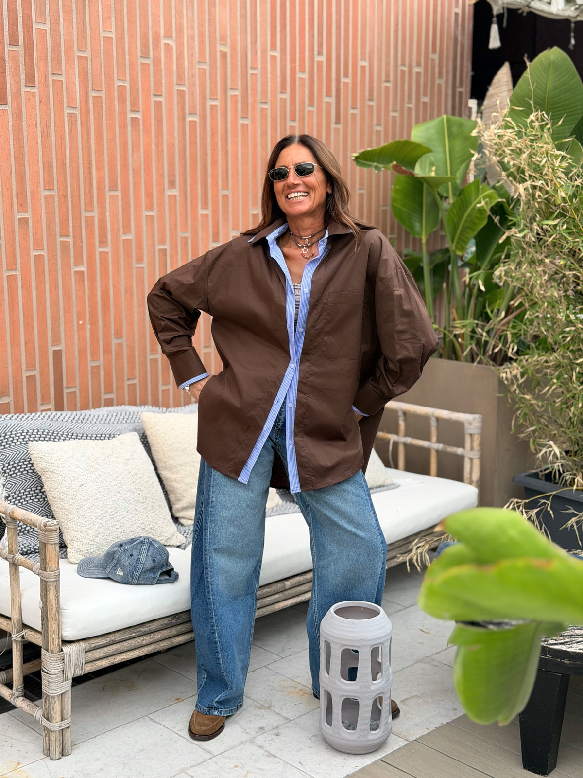 Maxi Camicia Over Cotone Cioccolato