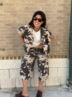 Bermuda in Denim Animalier Texas - Ecrù