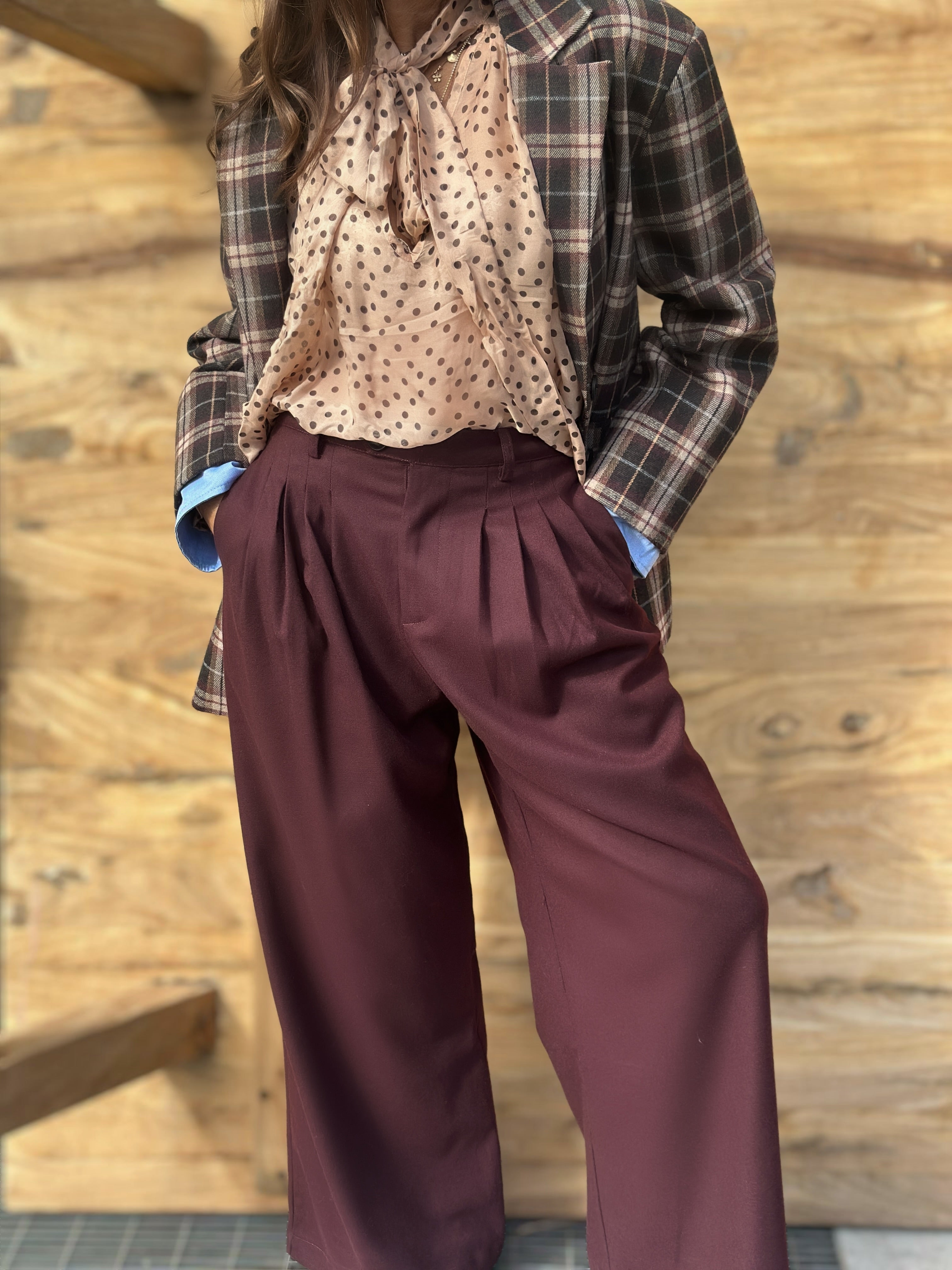 Pantalone Sartoriale con Pences Bordeaux