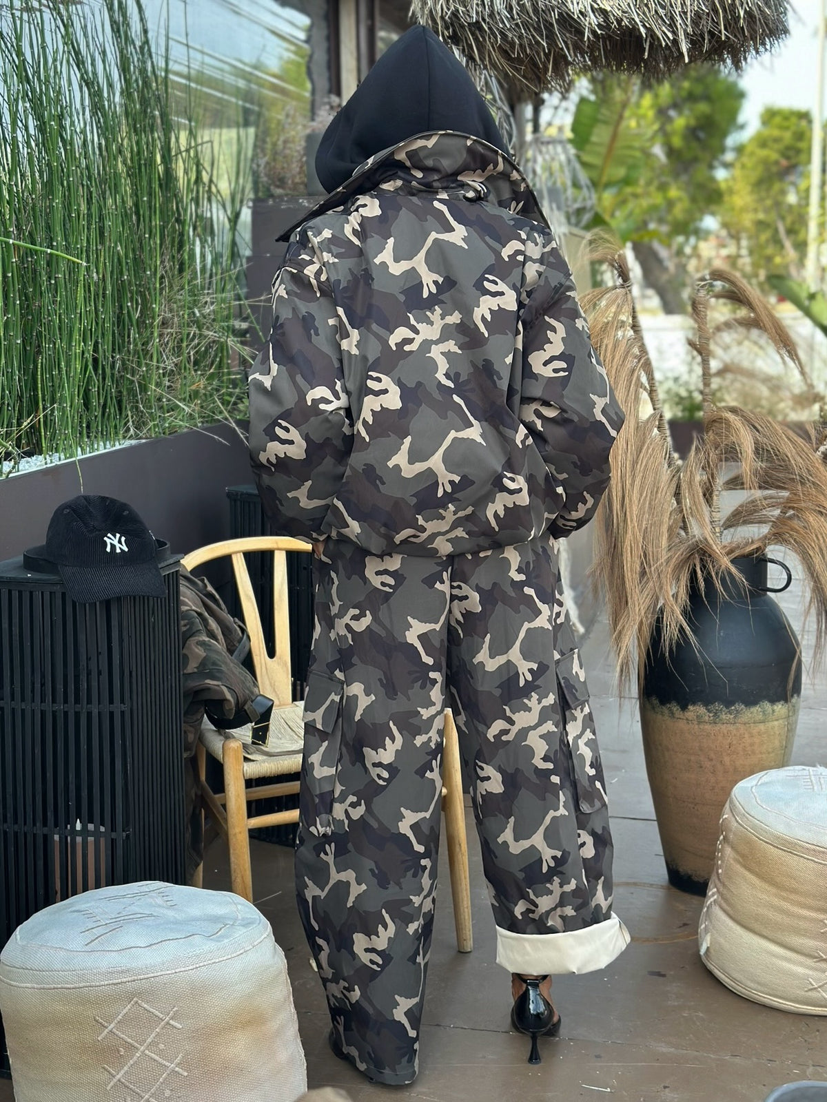 Bomber Camouflage con Cappuccio in felpa