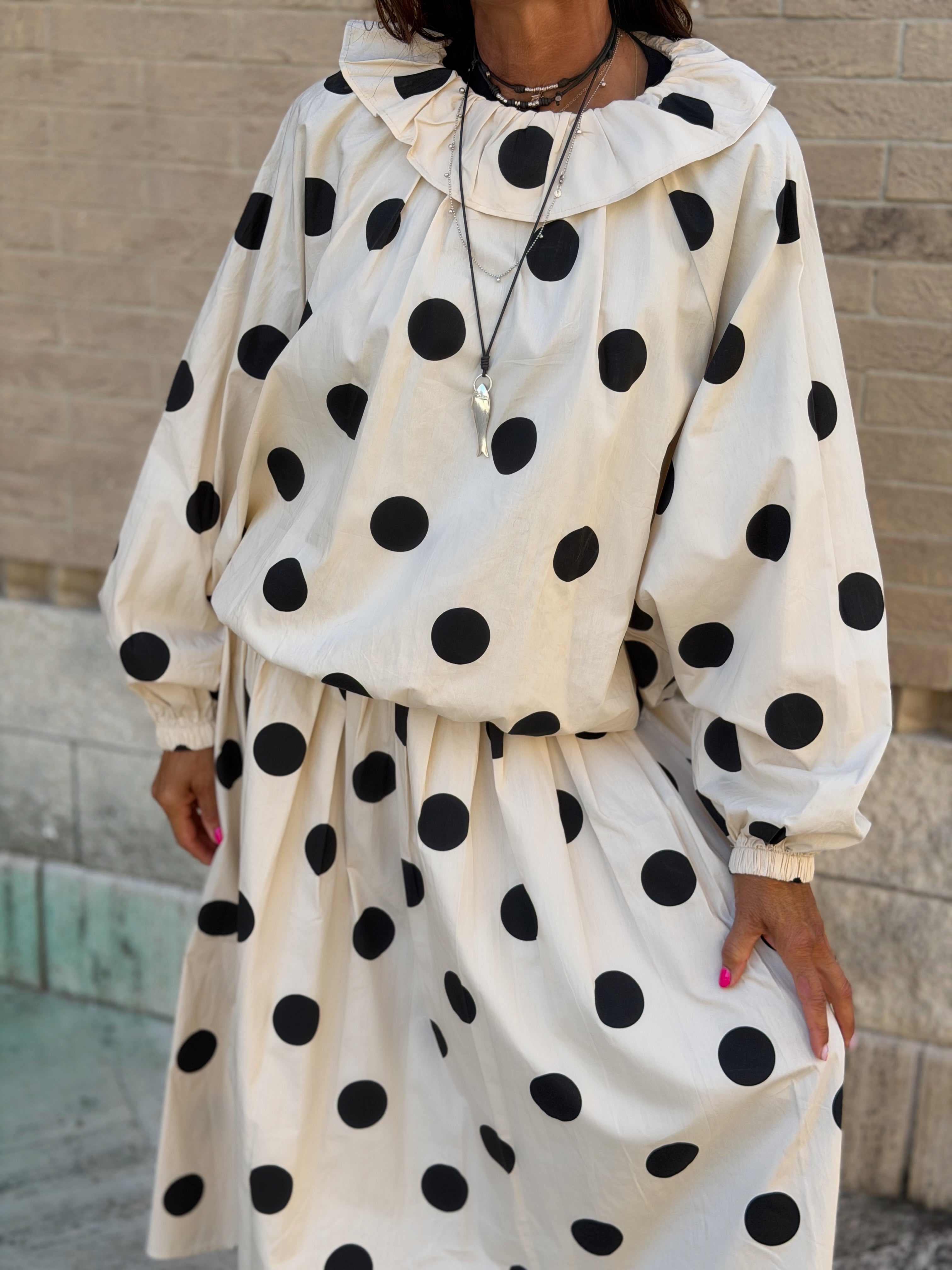 Blusa Over a Pois Allegra - Nero