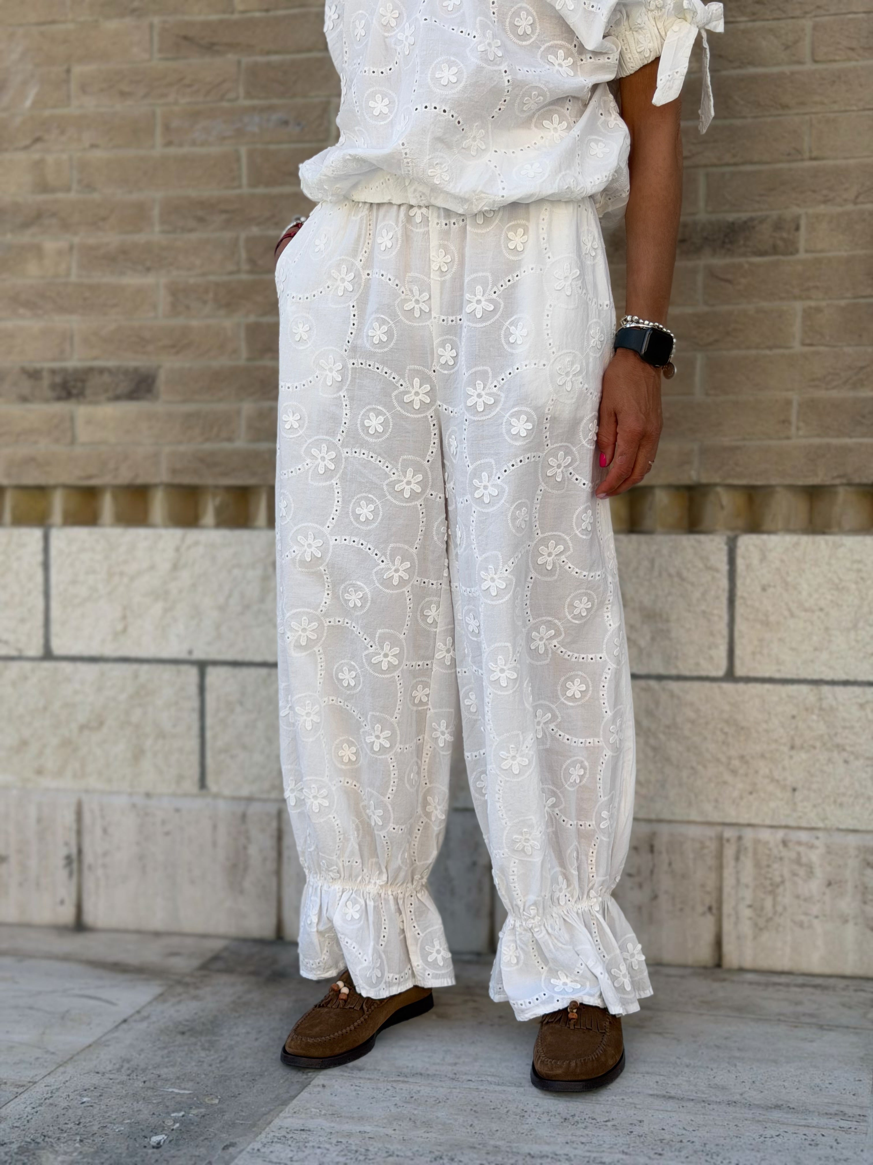 Pantalone in Cotone Sangallo Milos - Bianco