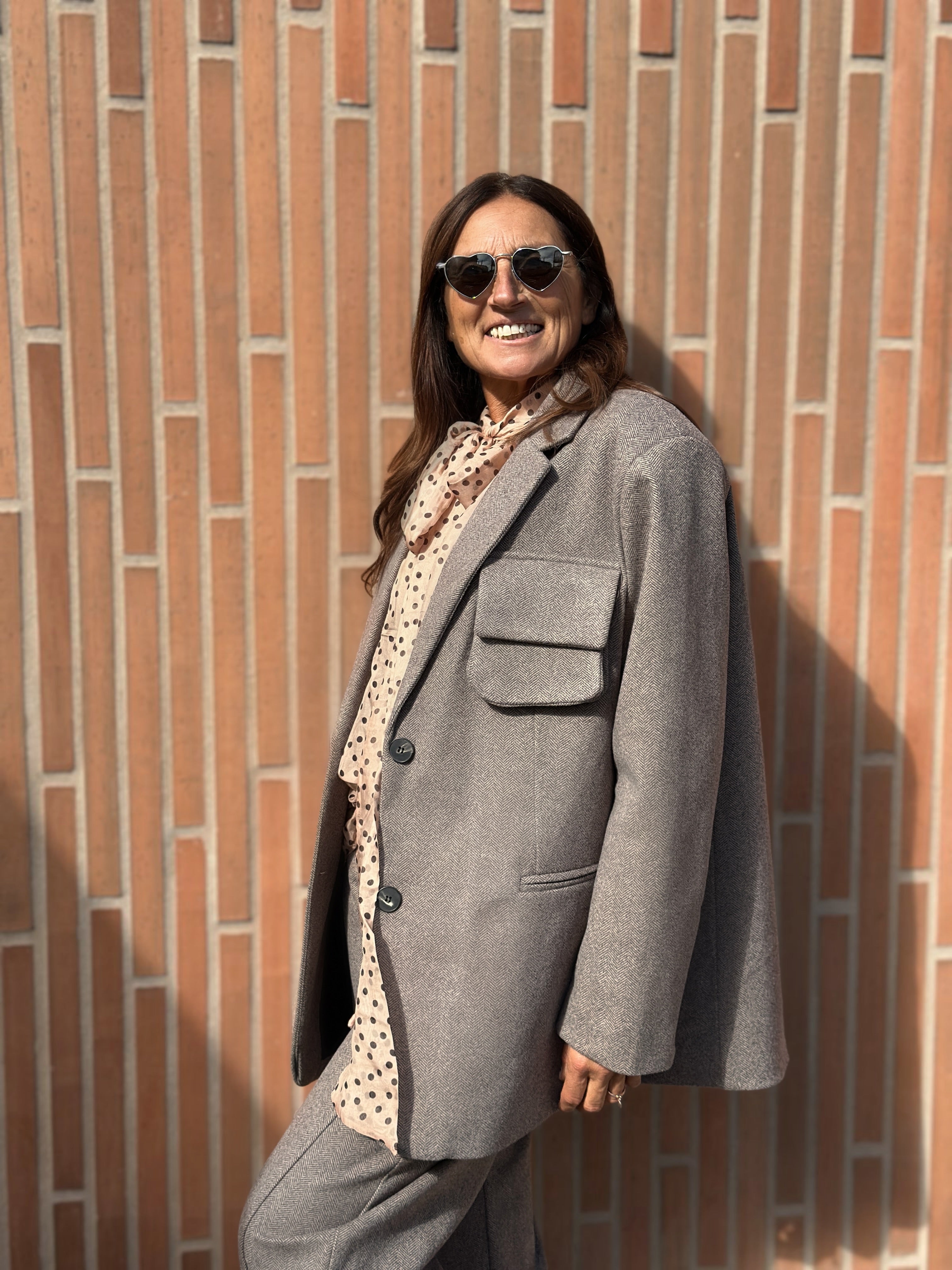 Giacca Peso Cappotto con Tascone Tessuto Caldo Spinato