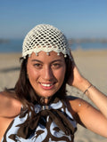 Cappellino Uncinetto con Perline - Bianco